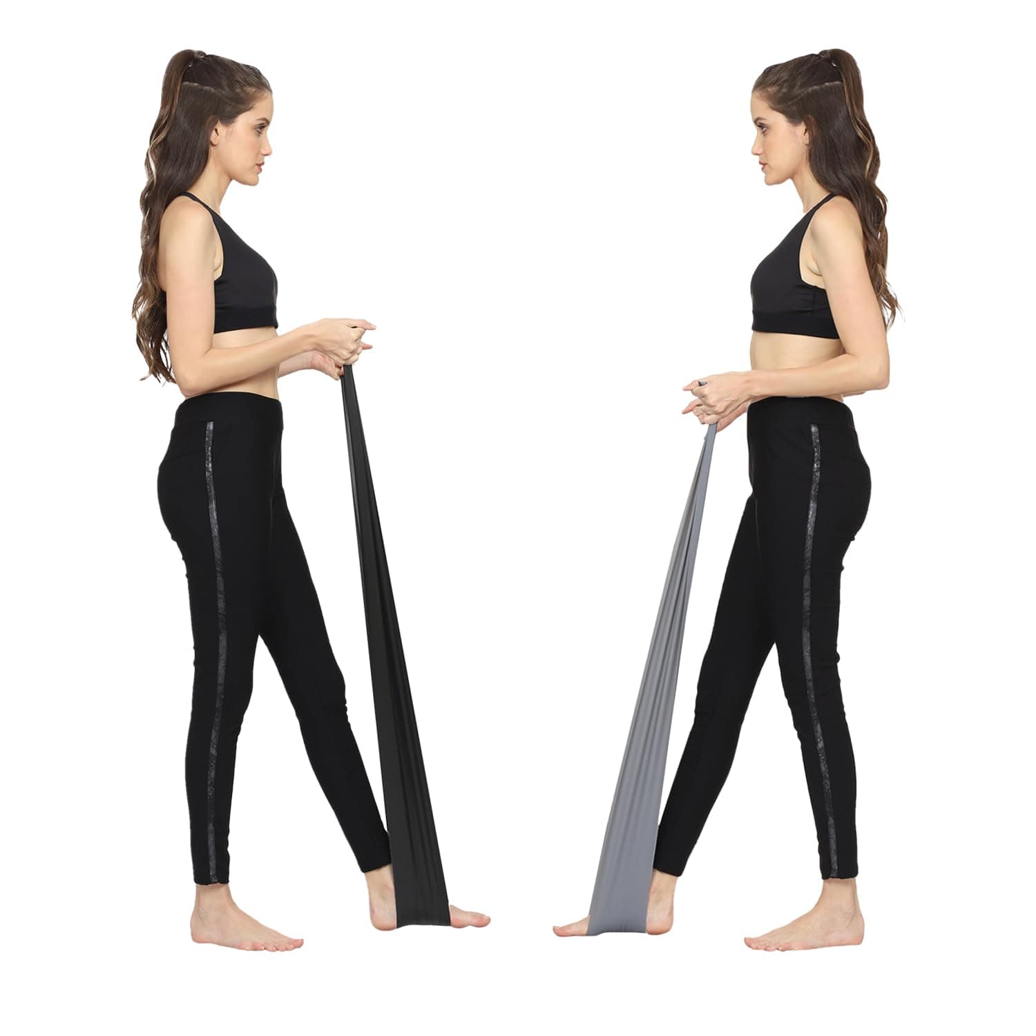Healthhike Theraband for Exercise & Physio, Set of 2, 5 ft, Black & Silver