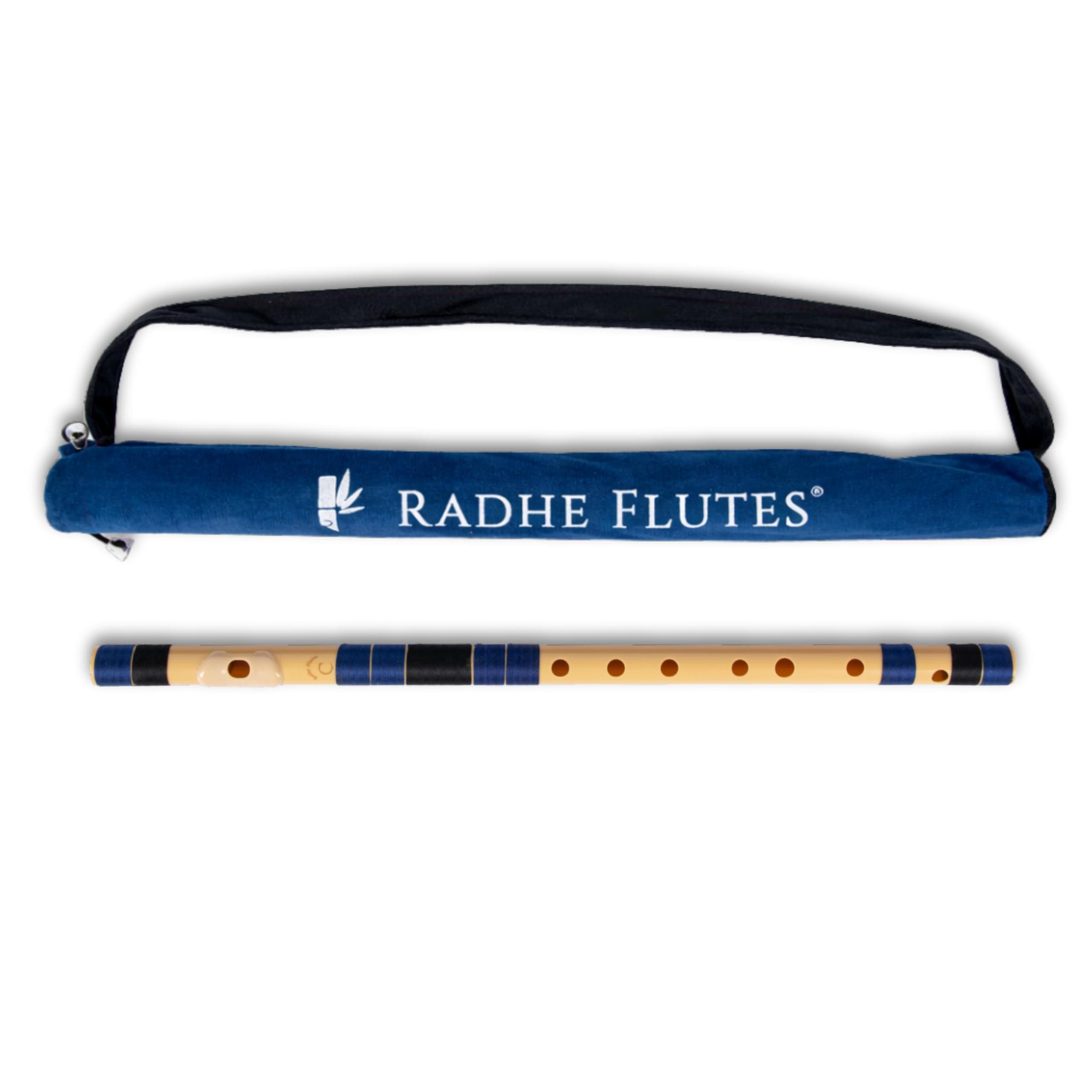 Radhe Flutes | PVC Fiber | C Natural | Right Handed | Dark Blue & Black Threads | Assorted Colours for Velvet Cover + Complete Flute Beginners Online Course In Hindi and English