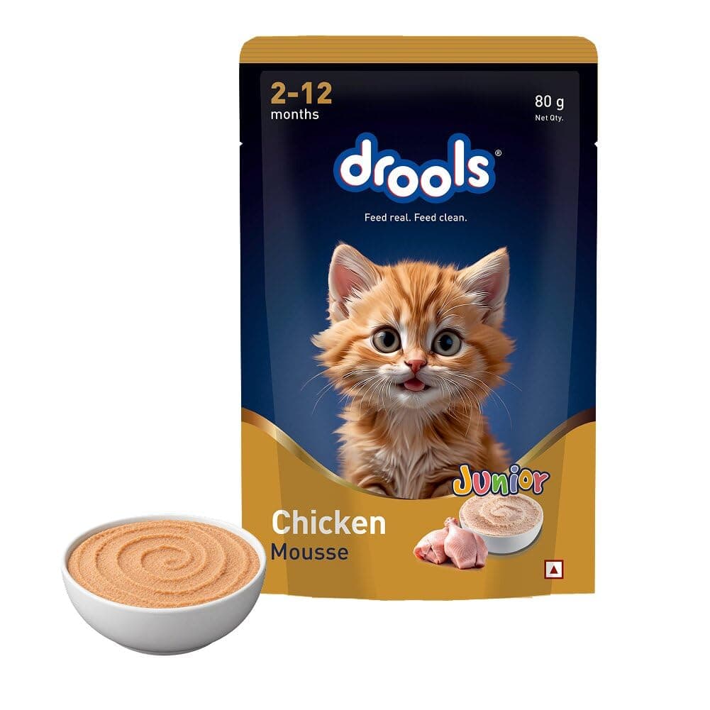 Drools Kitten Wet Mousse 80g | Chicken | High Protein | Supports Hydration & Easy Digestion | Grain Free | No Artificial Additives | Enriched with Vitamins & Antioxidants