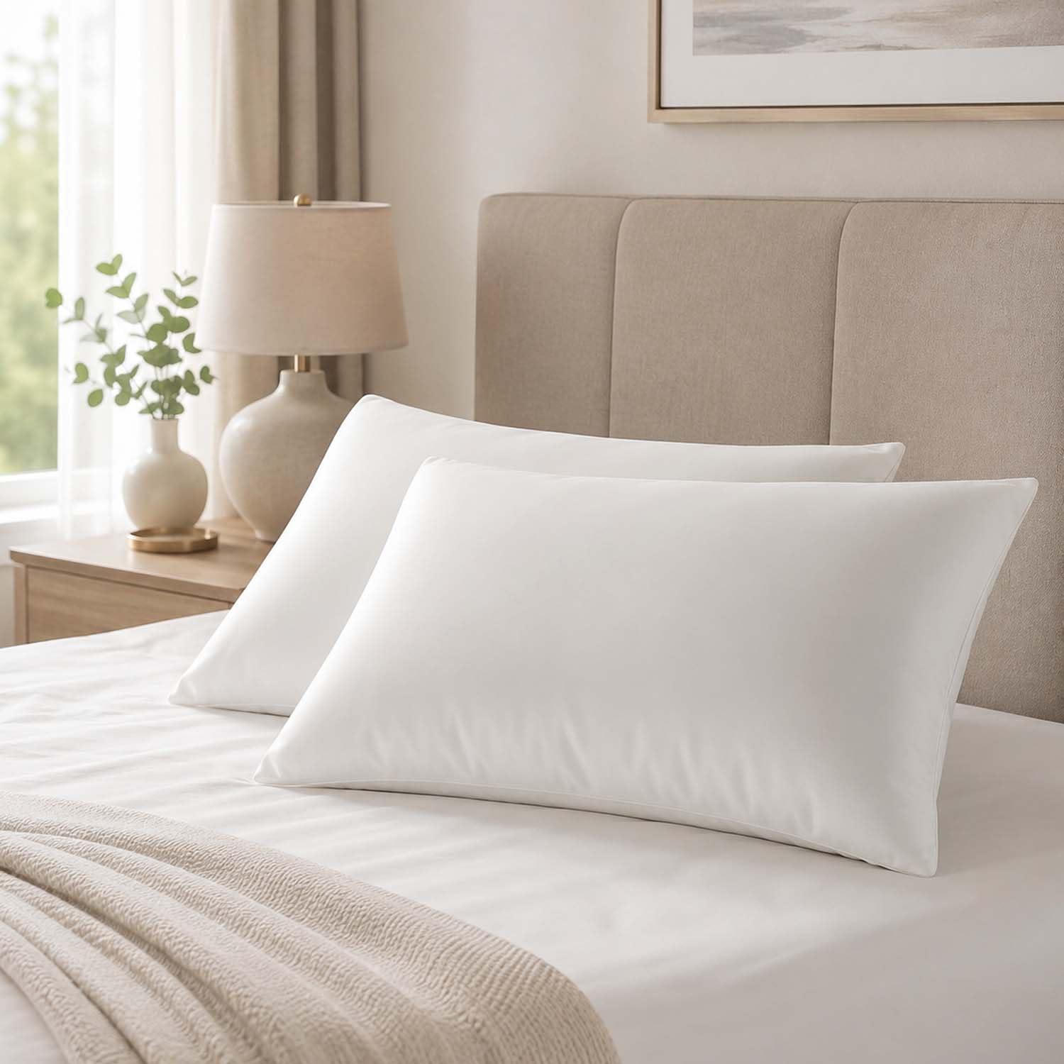 MAXNAP Fresh Relax Bed Pillow for Sleeping (24x16 Inch, Pack of 2) | Soft and Fluffy Hollow Fibre Fill, Breathable Microfiber Cover, Medium Support | Shape-Retaining Washable White Pillow