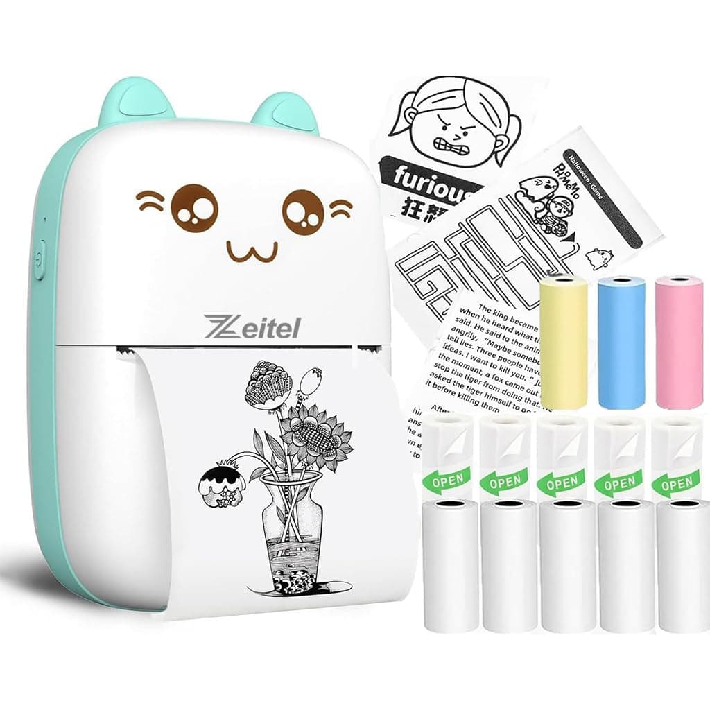 ZEITEL Mini Thermal Printer Bluetooth Compatible Android iOS 13 Rolls