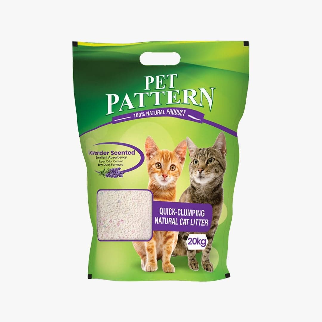 PET PATTERN CAT Litter Sand for CAT, 99.99% Dust Free, Odor Control Fast Clamping Natural Cat Litter (CAT Litter 20KG - Lavender) DogsNCats - Authorised Partner