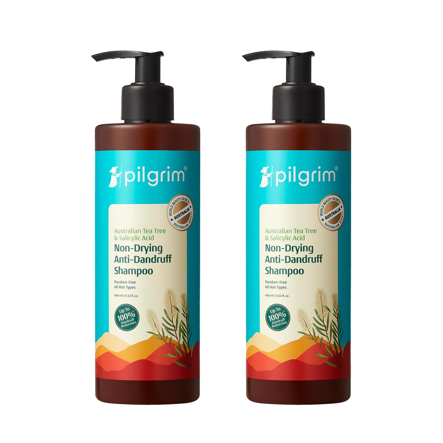 Pilgrim Australian Tea Tree Non-Drying Anti-Dandruff Shampoo 200ml (2 Pack)