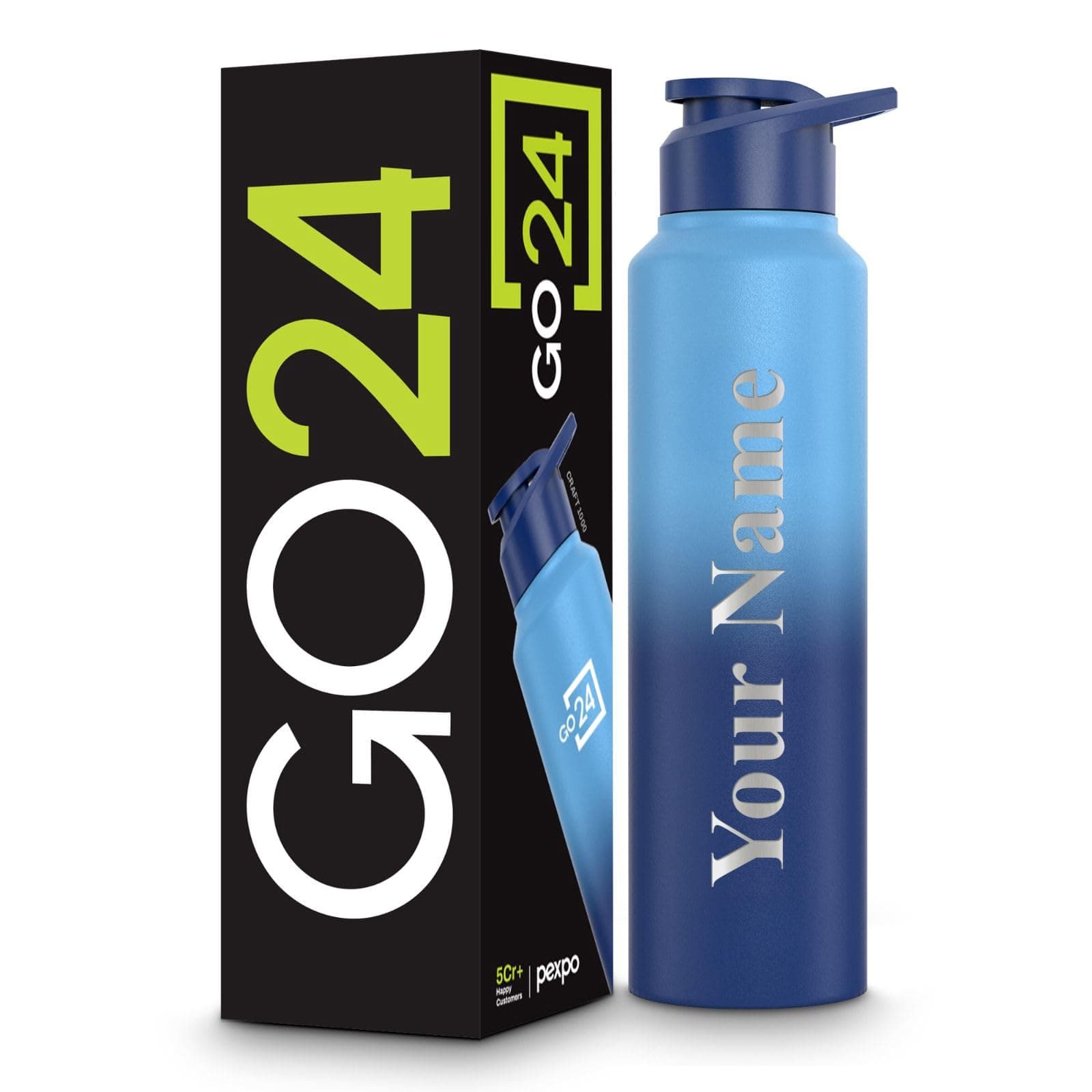 Go24 pexpo Stainless Steel Water Bottle Craft Blue-Denim Blue 950ml