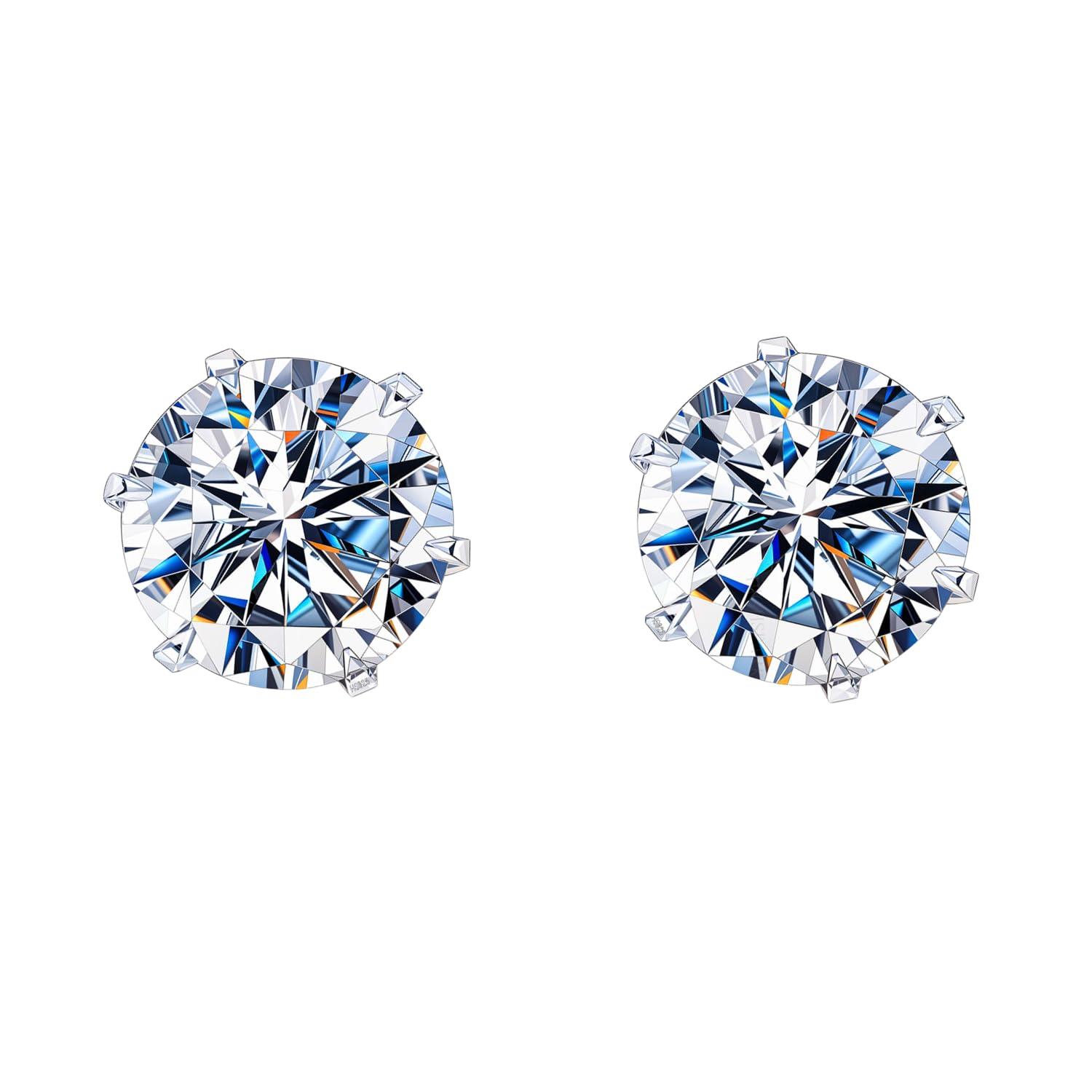 HIGHSPARK 925 Silver Solitaire Stud Earrings | 92.5 Sterling Silver & Round Brilliant Cubic Zirconia Tops for Men Women | Silver 3mm