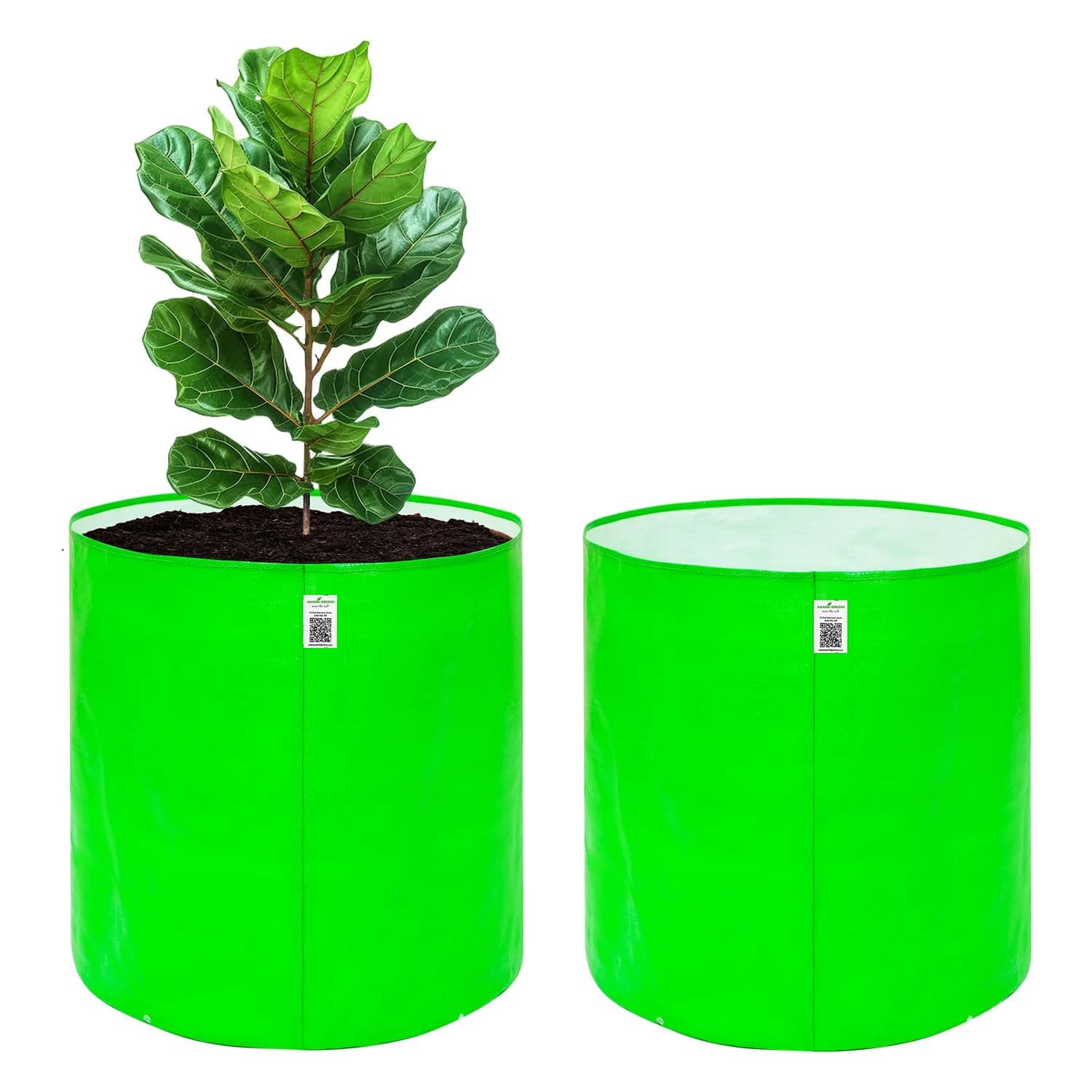 Anandi Green's HDPE 24x24 Inch Pack of 2 Extra Large Grow Bag 360 GSM Round for Big Fruit Trees – Lemon, Guava, Papaya, Pomegranate, Banana | Tree Planter Pot for Terrace & Garden
