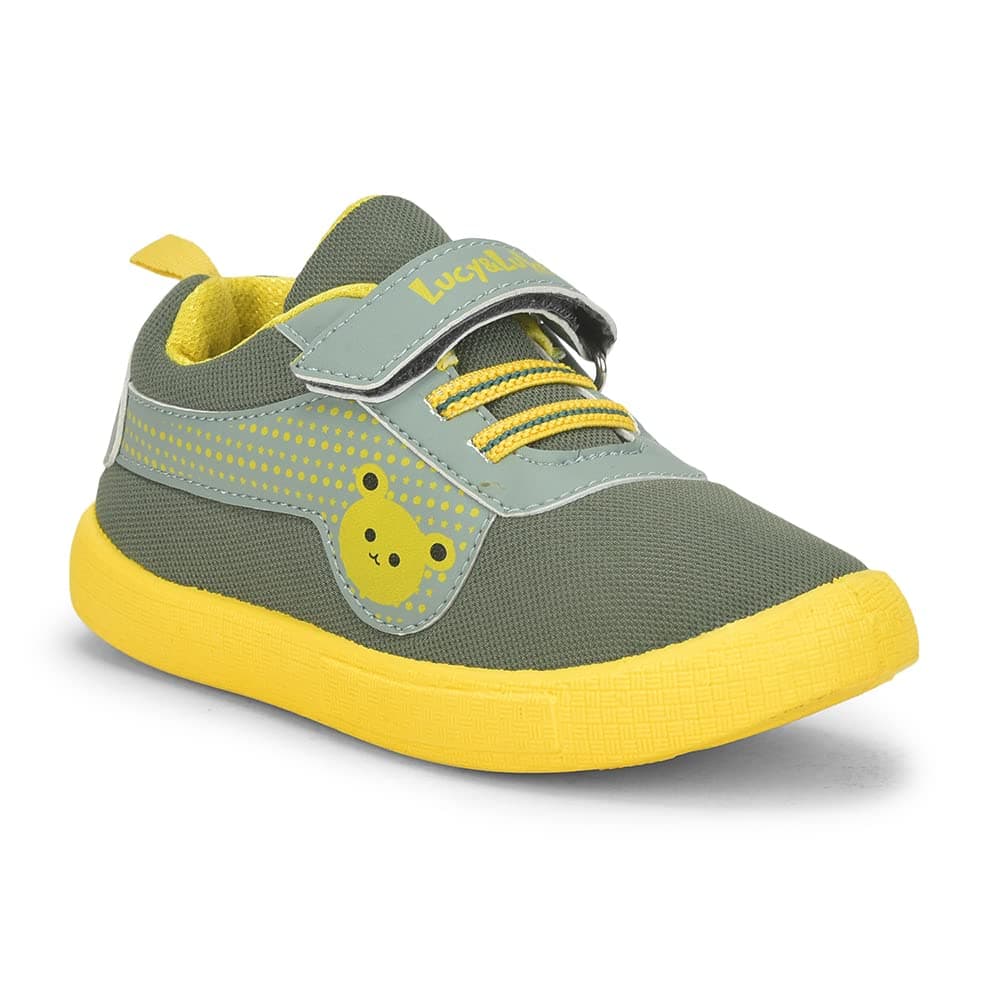 Liberty Lucy&Le BASTIAN-2E Slip-on Casual Shoes for Kids with PVC Sole | Canvas Upper Sneakers | Quick-Wear Velcro Closure | Stylish, Lightweight & Comfortable Footbed (Green - 7C)