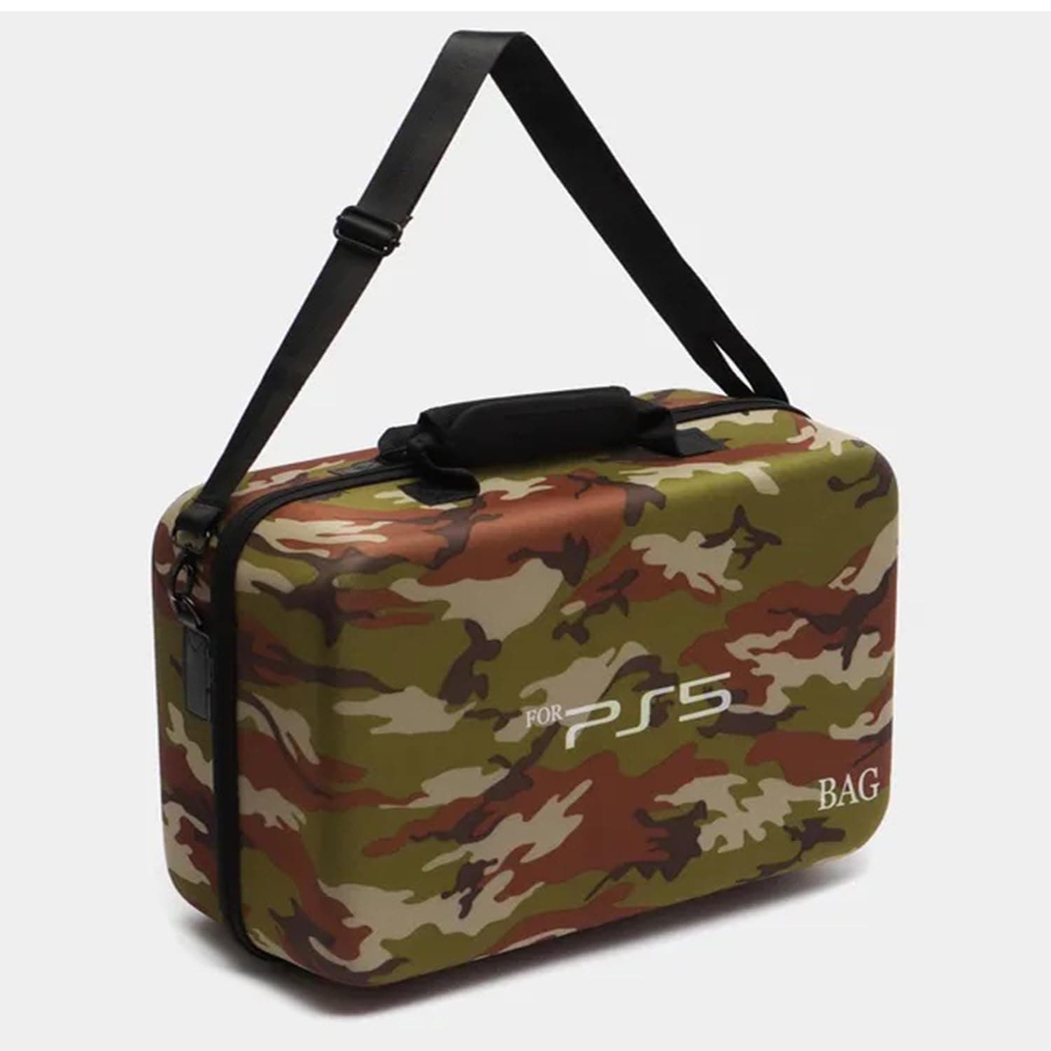 PSS Compatible with PS5 Travel Bag Briefcase Hard Shell Carrying Case for PS5 Console Protective Storage case Compatible with PS5 Console/ Controller, Headset P5 Accessories (Camo)