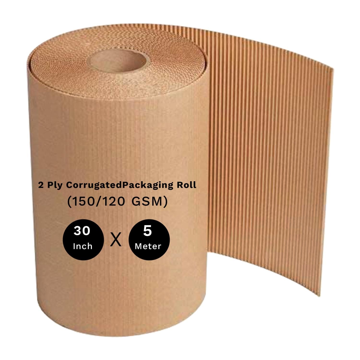 BonKaso Blueprint 2 Ply Corrugated Packaging Roll Brown with (150/120 GSM), 30 Inch x 5 Meter