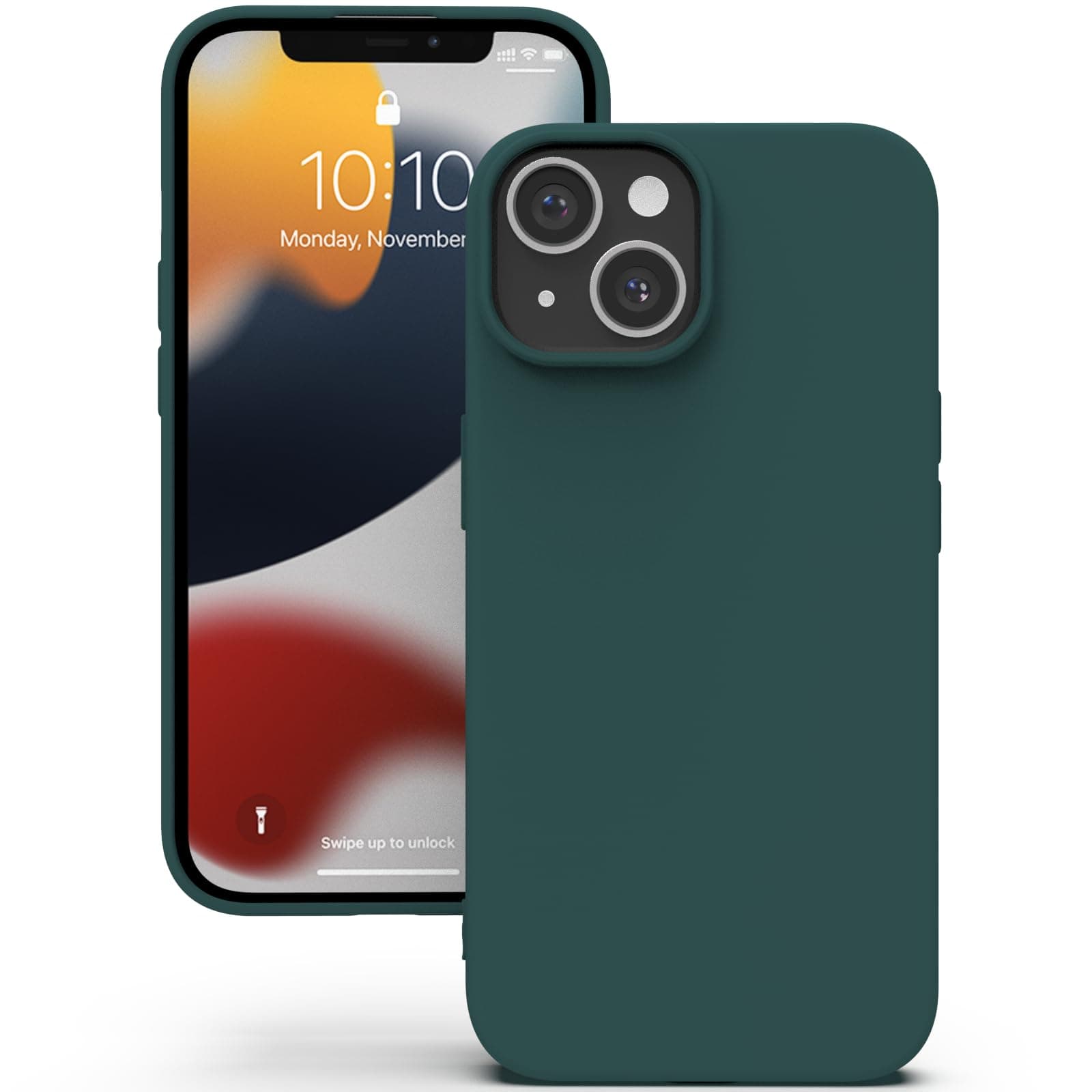 YATWIN Silicone Back Case for iPhone 13 Mini, Soft-Touch Phone Back Cover for Apple iPhone 13 Mini - Dark Green