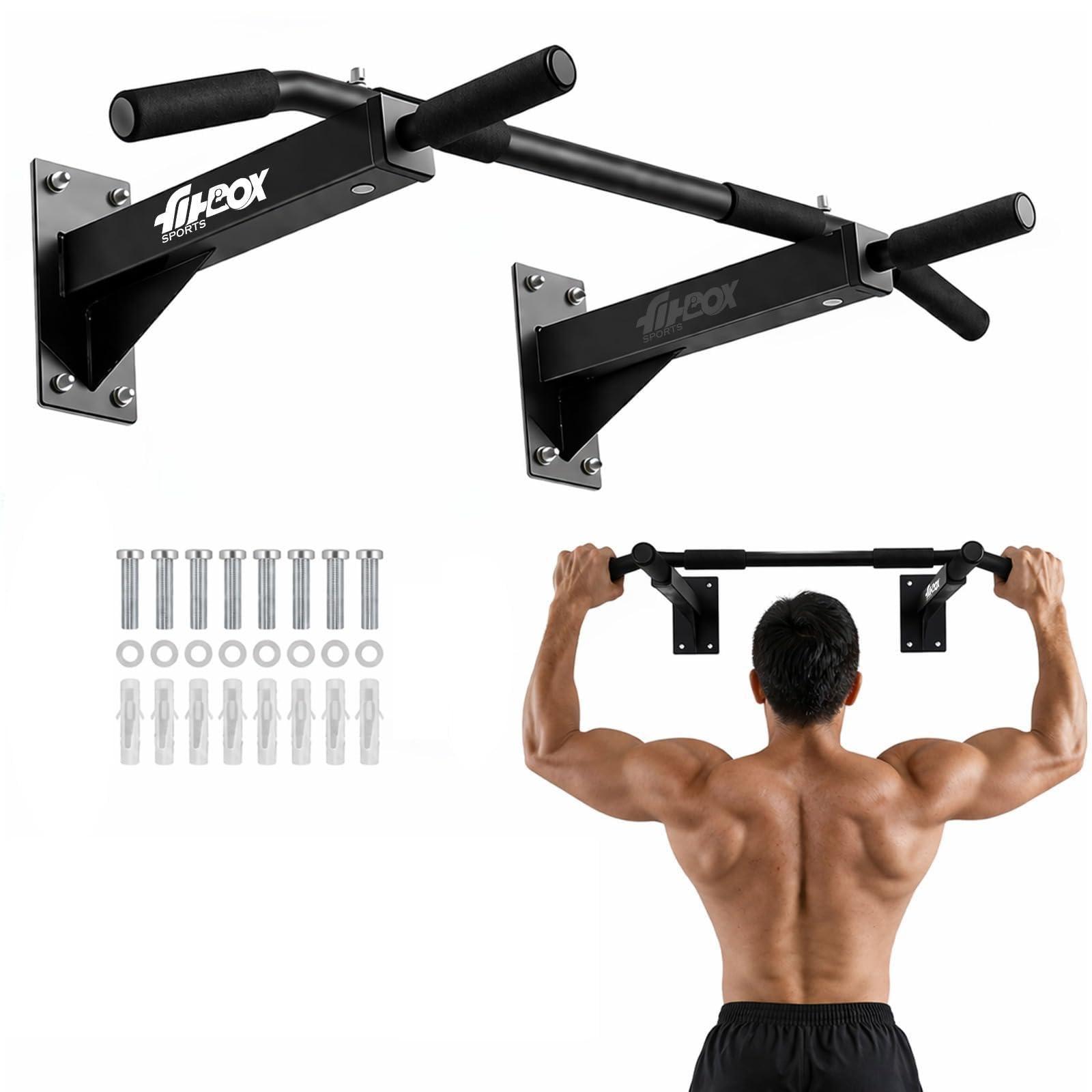 FitBox Sports Wall Mounting Chin Up Bar, Pull Up Bar & Ab Straps Combo, 120 Kg Capacity, 20 Inch