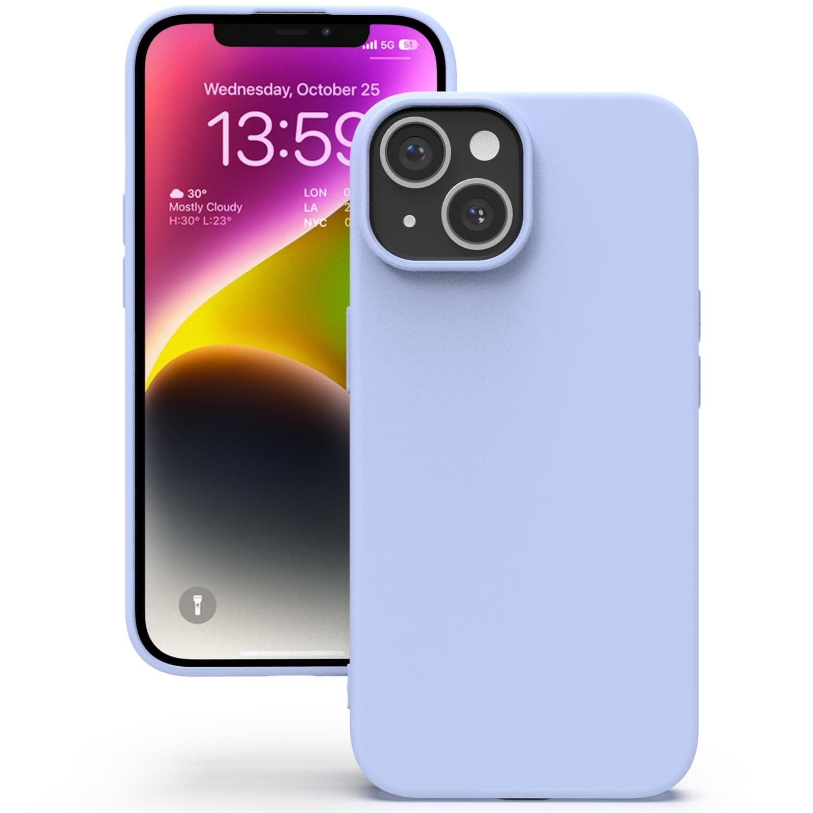 YATWIN Silicone Back Case for iPhone 14, Soft-Touch Phone Back Cover for Apple iPhone 14 - Lilac