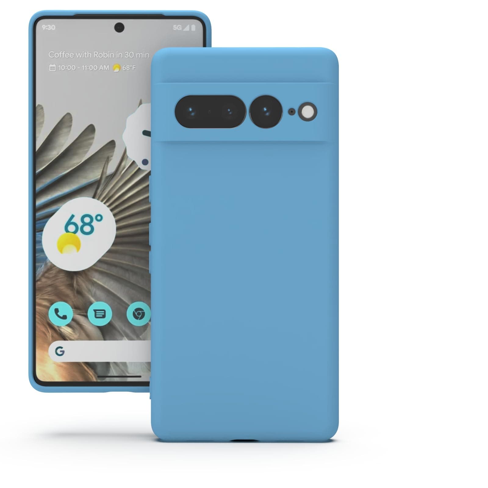 YATWIN Silicone Back Case for Google Pixel 7 Pro, Soft-Touch Phone Back Cover for Google Pixel 7 Pro - Sky Blue