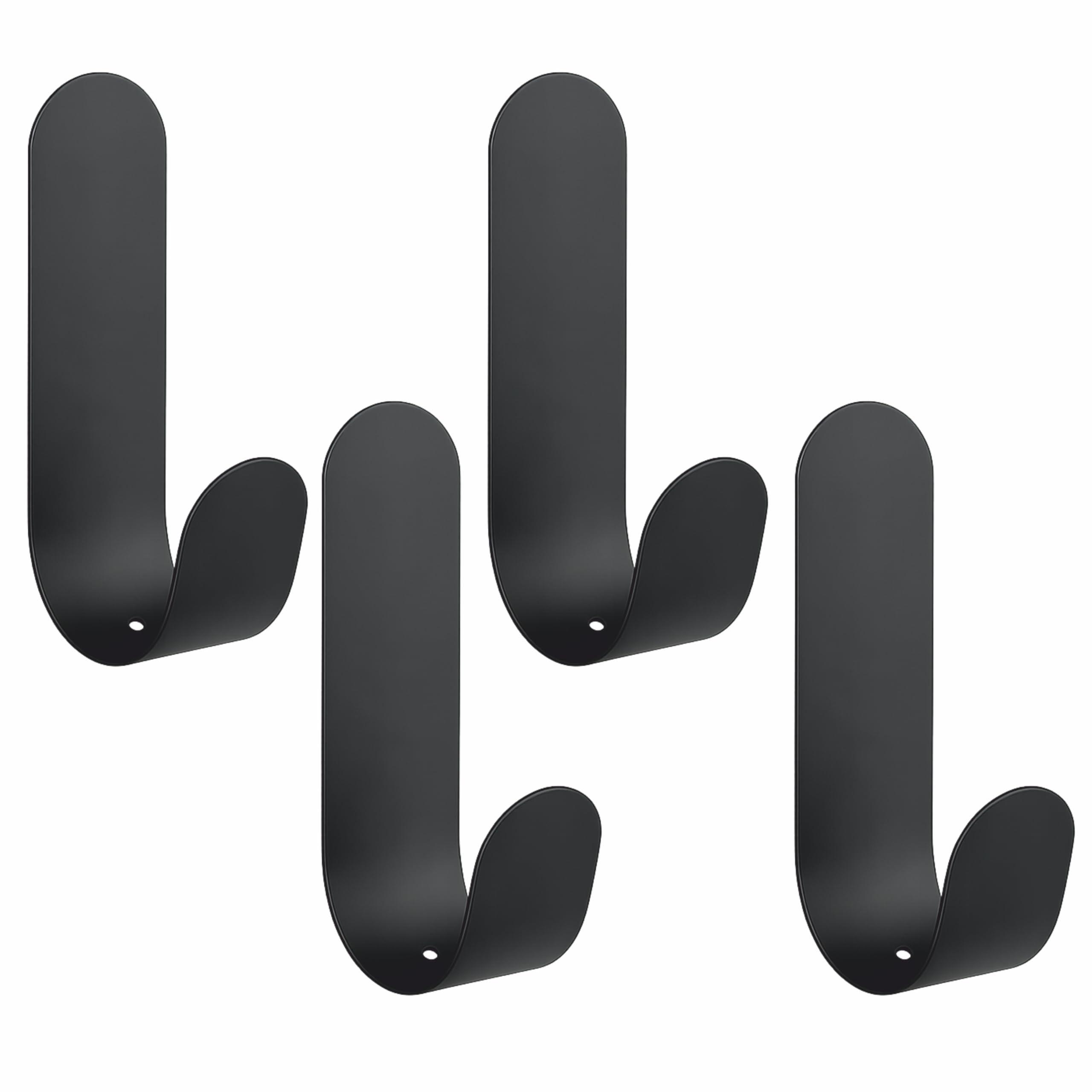 JIALTO 4 pcs Self-Adhesive Waterproof Stainless Steel Hooks: Heavy-Duty Wall Hangers for Bathroom & Kitchen - No Drill Needed, Strong Hold for Coats and Towels (L Hook)