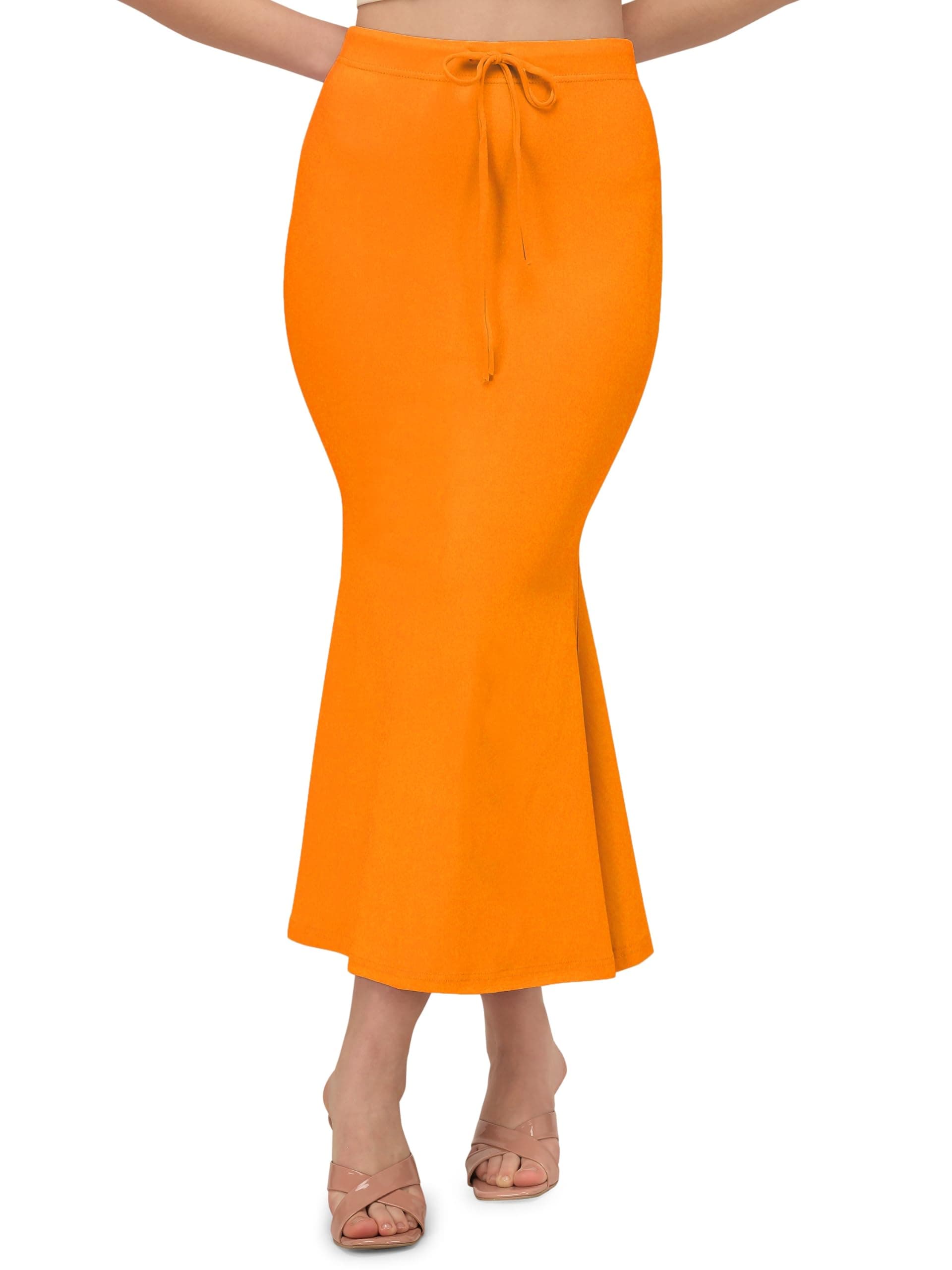 Mehrang Stretchable Saree Shapewear Petticoat for Women, Cotton Blended,Petticoat,Skirts for Women,Shape Wear Dress for Saree Orange