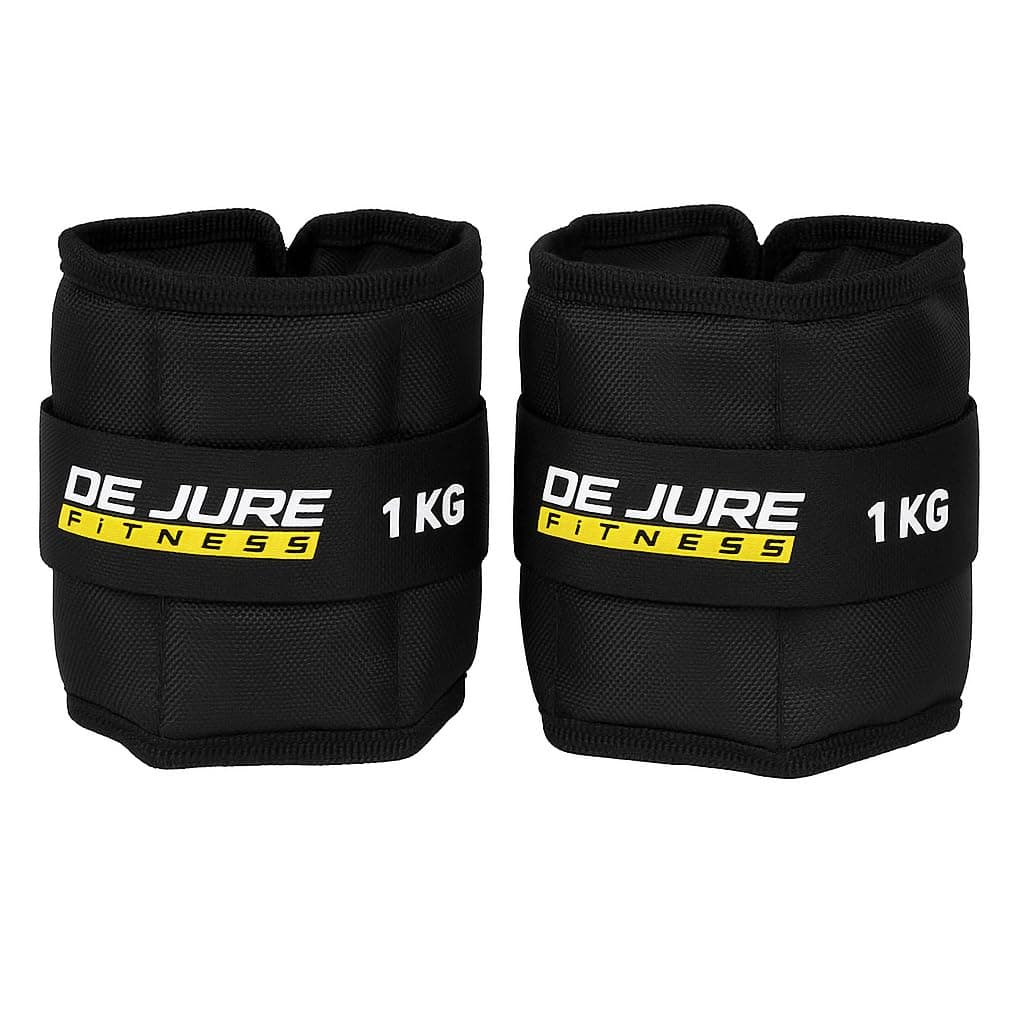 De Jure Fitness Adjustable Ankle & Wrist Weights Pair (1KG x 2) for Men & Women | Strength Training, Walking, Running, Workout, Yoga | Comfortable, Durable | (Black)