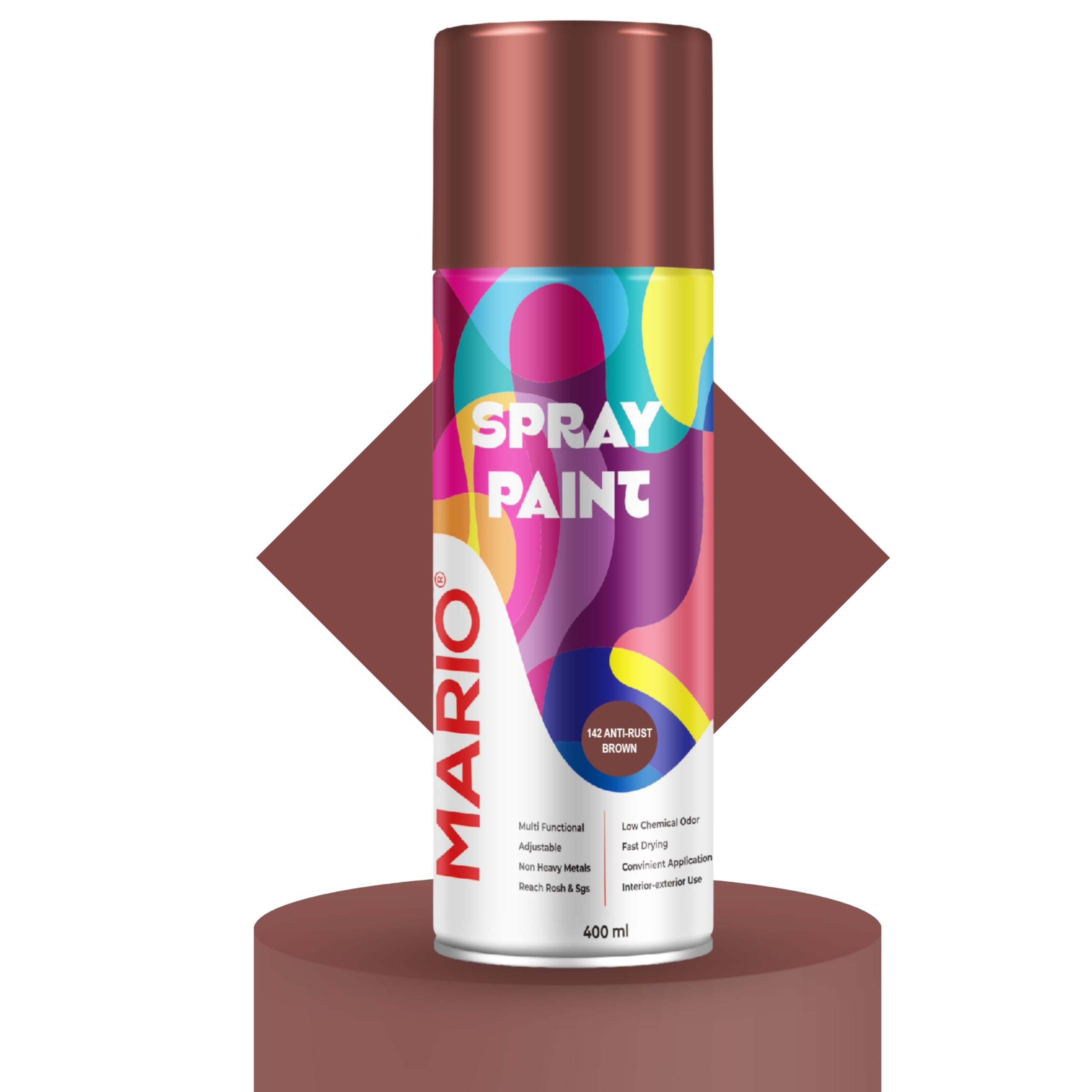 Mario Spray Paint – 142 Anti Rust Brown (400ml) | Anti Rust Spray Paint for Metal, Iron, Gates, Tools & Machinery | Industrial Corrosion Protection