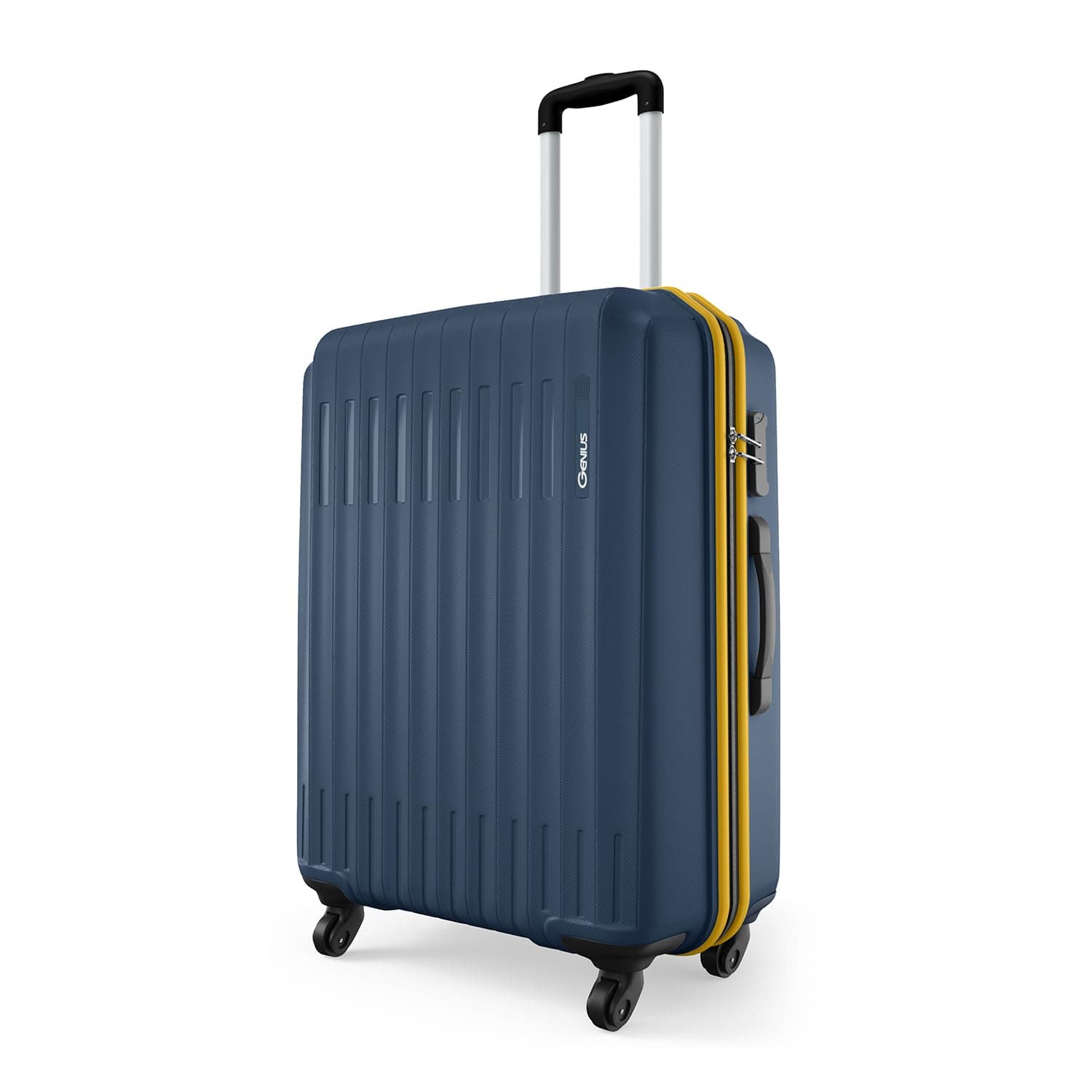 Safari Medium Genius Alley 66cm Size Check-in Trolley Bag Hard Case Polypropylene, 4 Spinner Wheels, 360 Degree Wheeling Luggage, Travel Bag, Suitcase for Travel, Trolley Bags for Travel, Navy