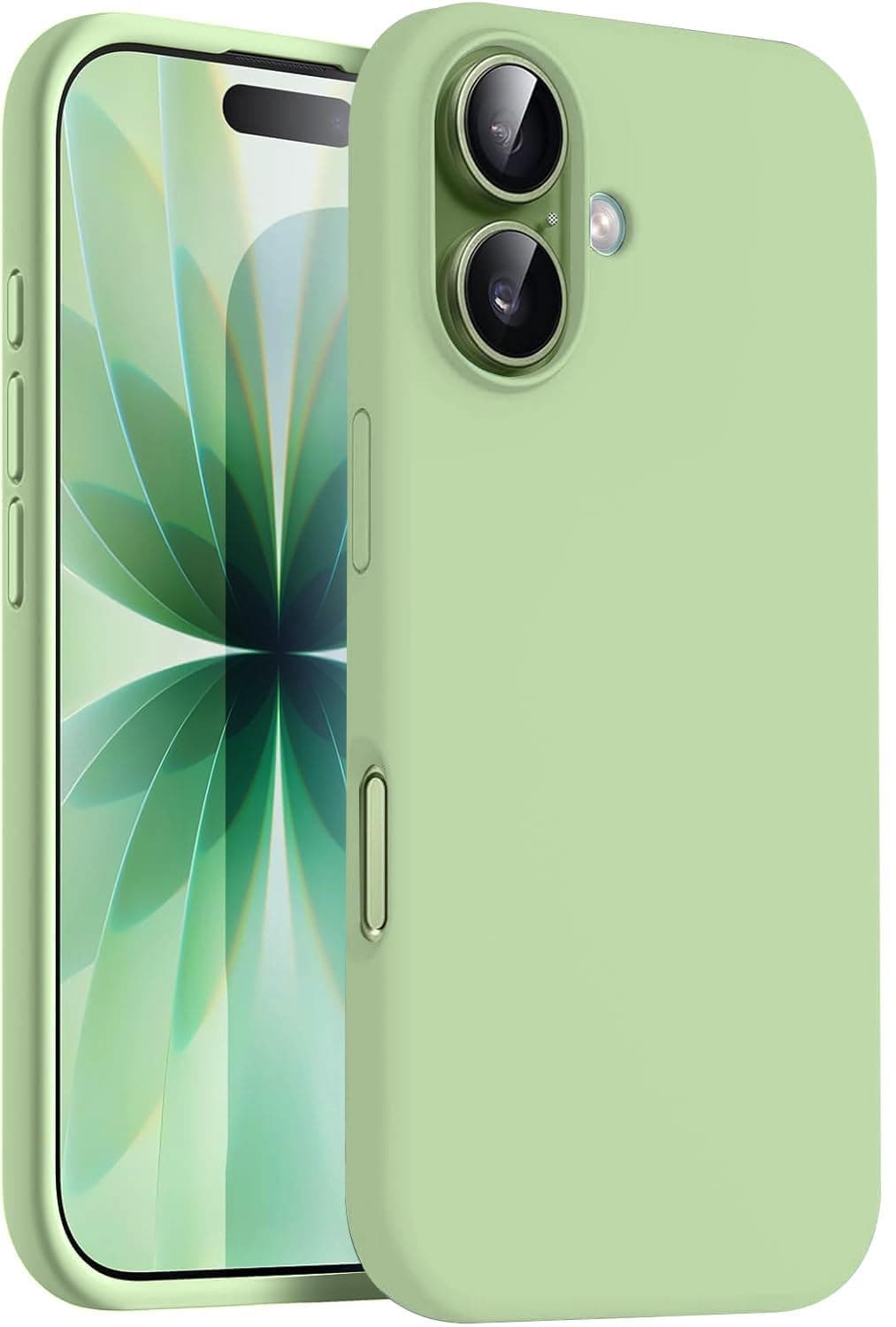 DIZORO Compatible with iPhone 17 Case 6.3, Slim Liquid Silicone 3 Layers Full Covered Soft Gel Rubber Phone Cases Protective Back Cover 6.3 Inch - Matcha Green