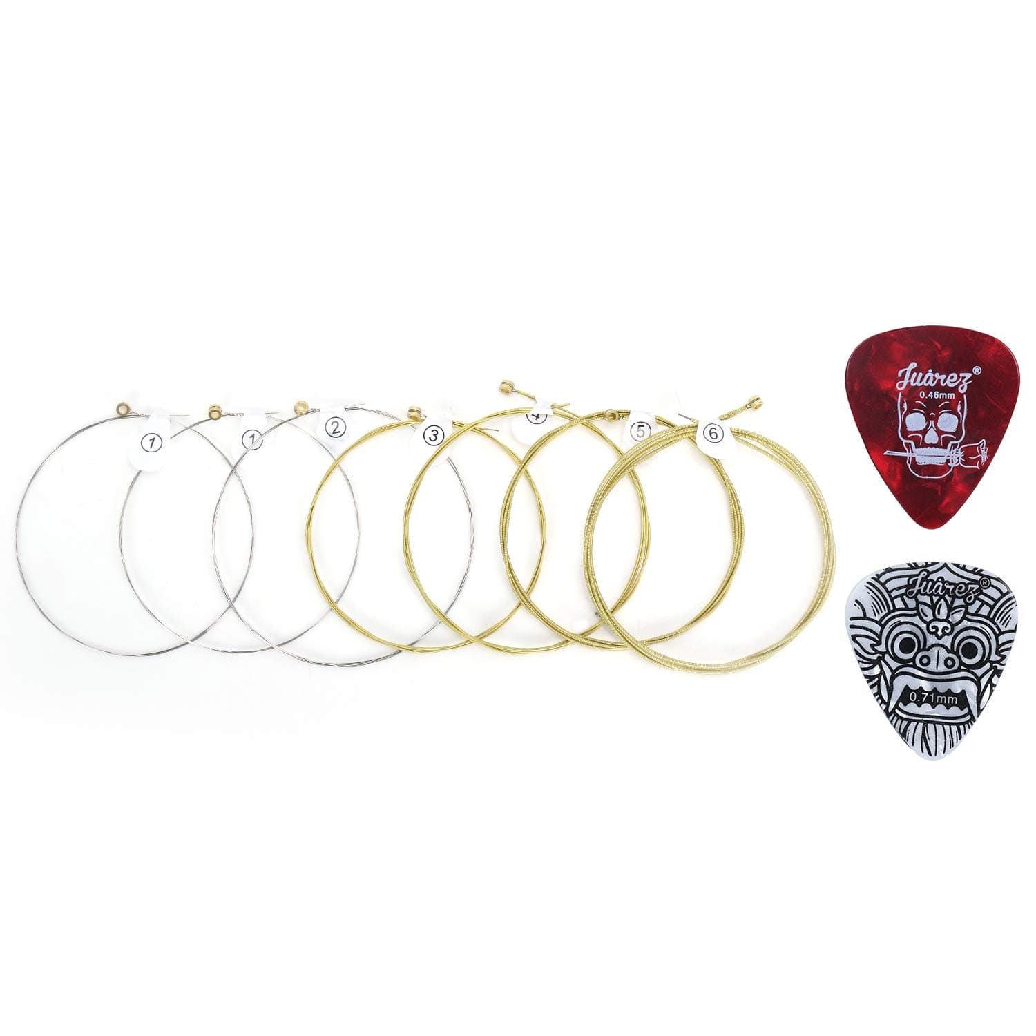 Juarez Extra Light Copper Wound Acoustic Guitar Strings Set – 0.010–0.048 Gauge, 7 Strings (Extra 1st String), Bright Copper Tone, Includes 2 Picks – For All Acoustic Guitars JAGSP300