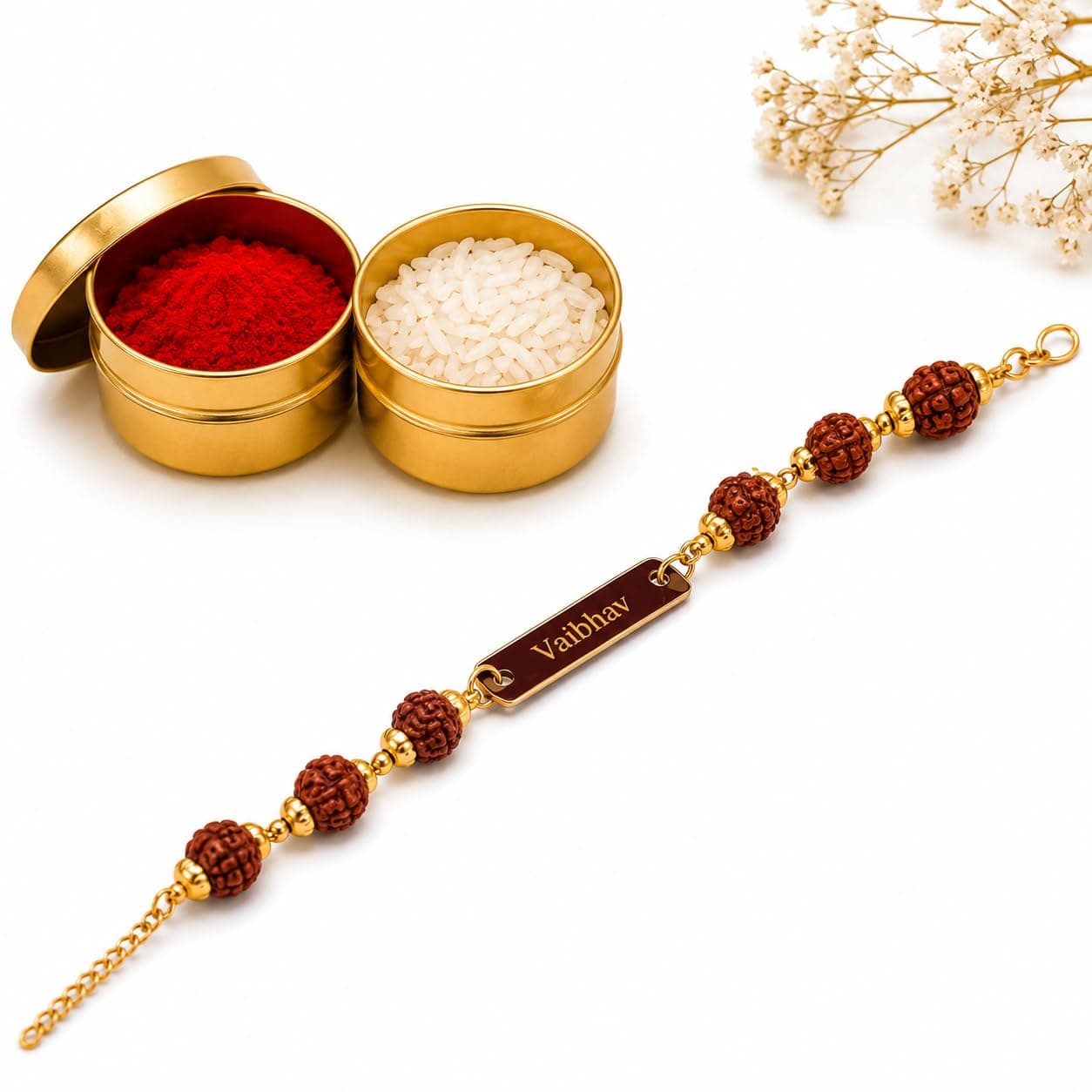 THE CUSTOMISED GIFT PersonalisedRakhi For Brother | Best & TrendyRakhi for bhai | Customized nameRakhi for Rakshabandhan (Gold And Brown)