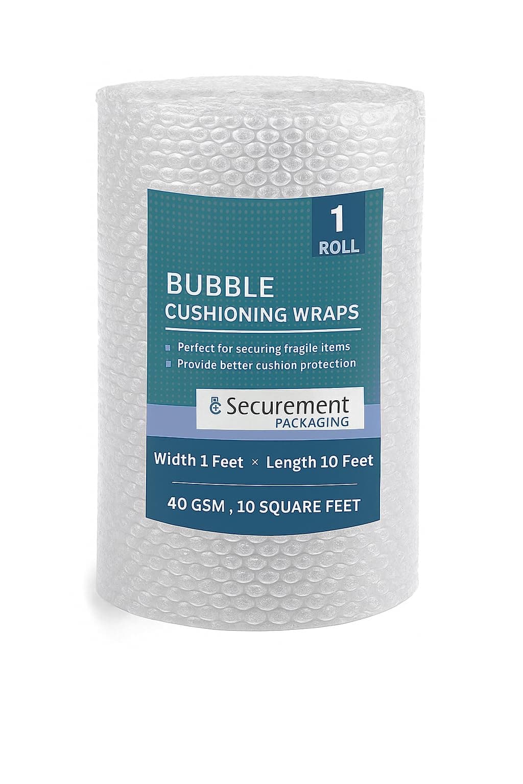 Bubble Wrap Roll, Heavy Duty 40 GSM, Clear, Packaging Cushioning for Fragile Items (1, 1FTx10FT)