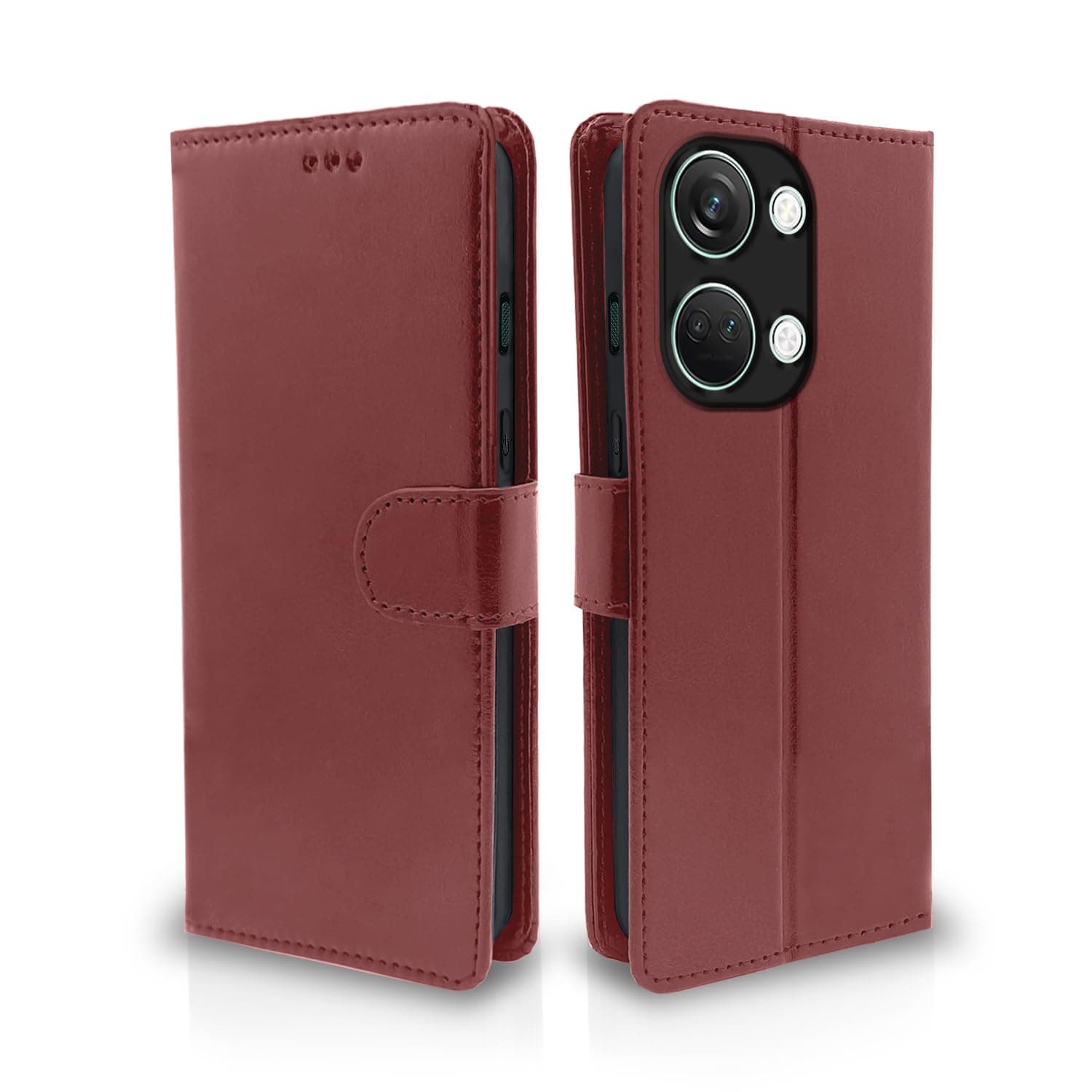 Pikkme OnePlus Nord 3 5G Flip Cover Leather Finish | Inside TPU with Card Pockets | Wallet Stand and Shock Proof | Complete Protection Flip Case (Brown)