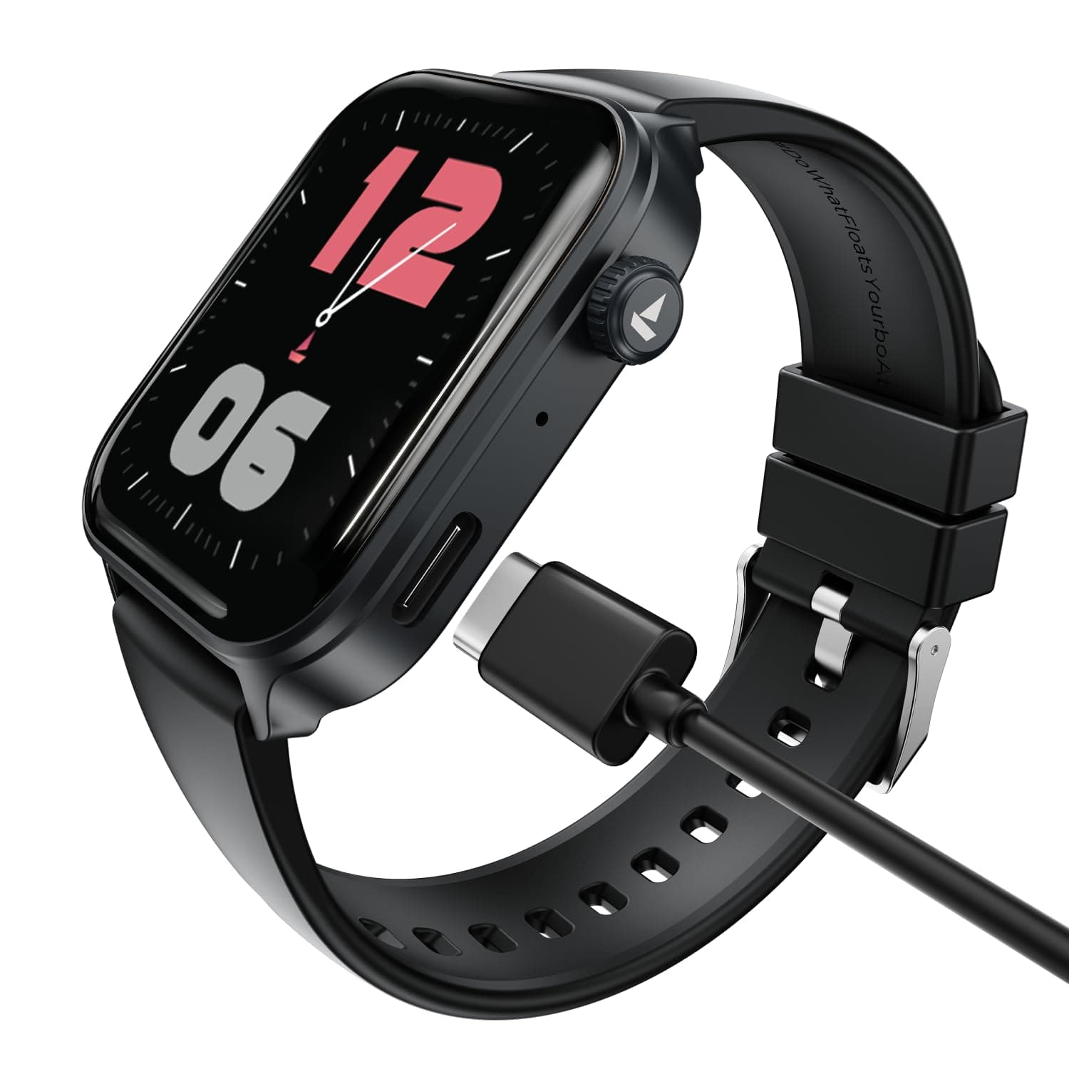 boAt Storm Call 4 India's first Smartwatch with Type-C Charging,1.96”(4.97 cm) HD Display, Functional Crown, BT Calling, Sports Modes, Heart Rate, SpO2, Sleep & Stress Tracking, SOS,IP68(Active Black)