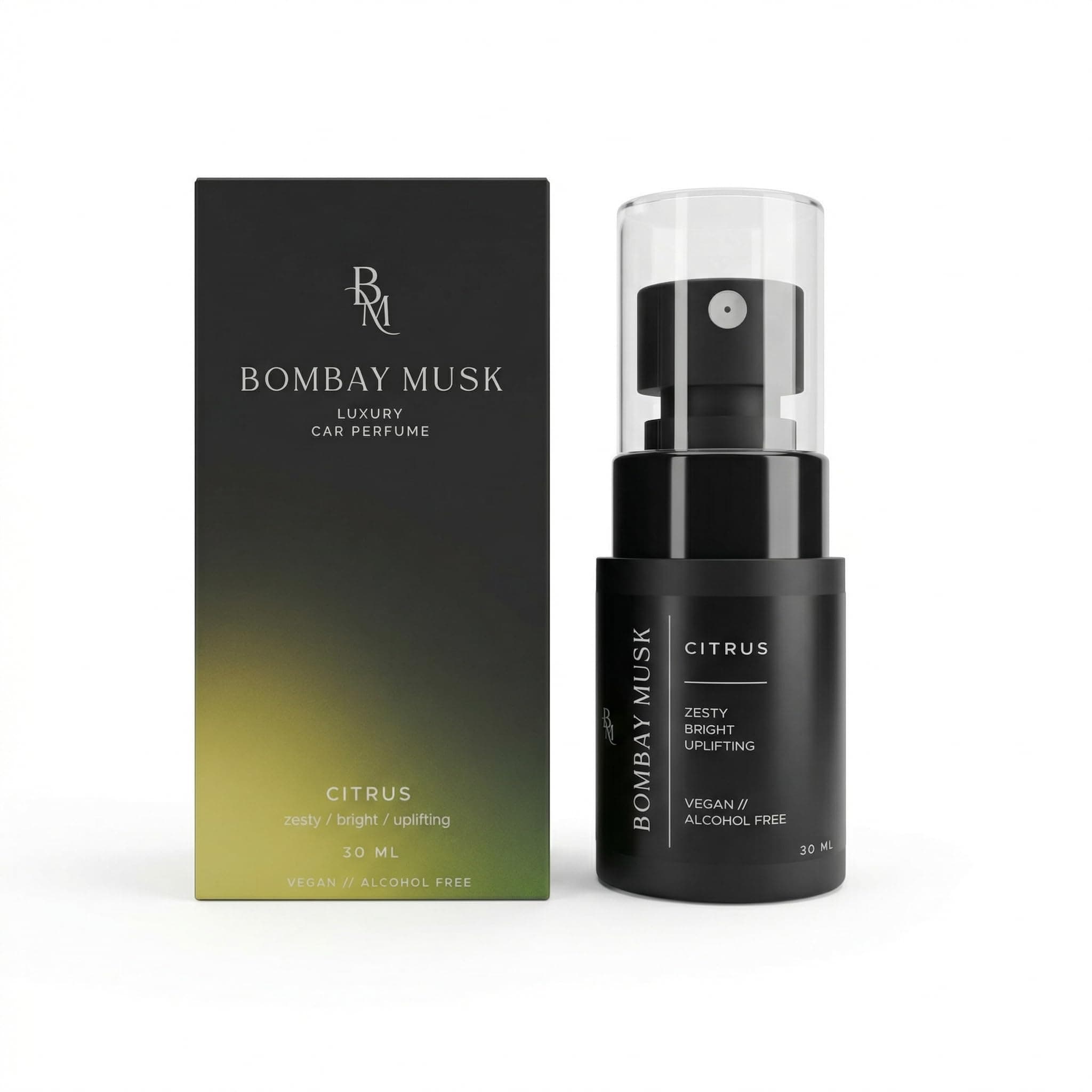 Bombay Musk Citrus Luxury Car Perfume | Long Lasting Car Fragrance & Car Freshener | Alcohol Free & Plant Based | 60+ Days | 200+ Sprays | Perfume for Car