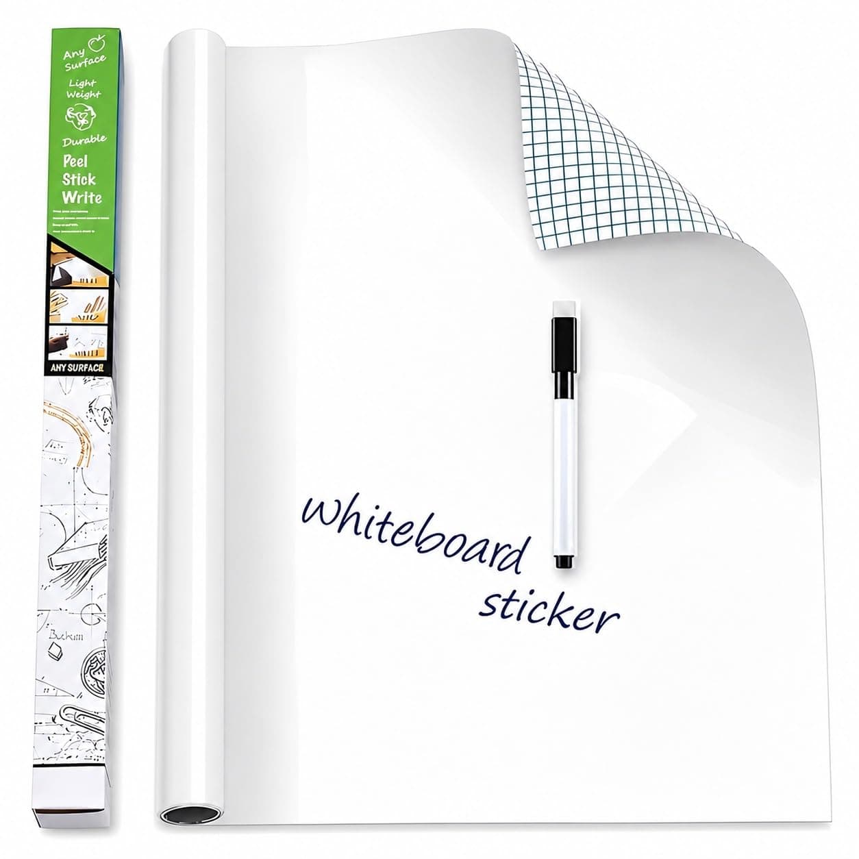 YAJNAS 60x200 CM Whiteboard Sticker for Kids, Home, School & Office, Self-Adhesive Removable, Waterproof White Board Sticker Perfect for Writing & Drawing on Smooth Surfaces -2 x 6.5 Ft