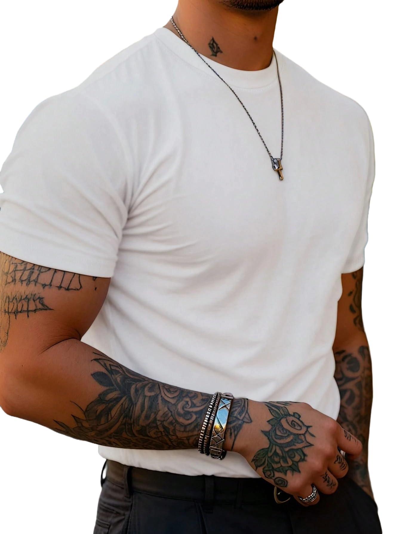 T Shirt For Man | Men T-Shirts | Tshirt For Man Solid Cotton Blend Half Sleeve Regular Men Round Neck Tshirts | T-Shirts | Stylish | Gym Wear For Workout T-Shirt | Crew Neck | White, size M