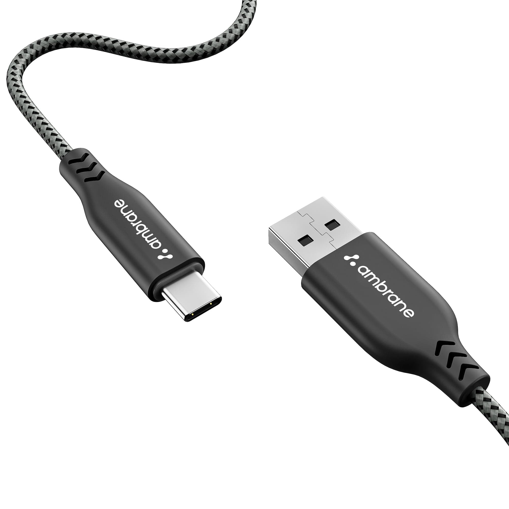 Ambrane Type C Cable 3A Fast Charging 1M Braided Cable for Iphone Smartphones, Tablets, Laptops & other Type C devices, 480Mbps Data Sync, Quick Charge 3.0 (RCT 10, Black)