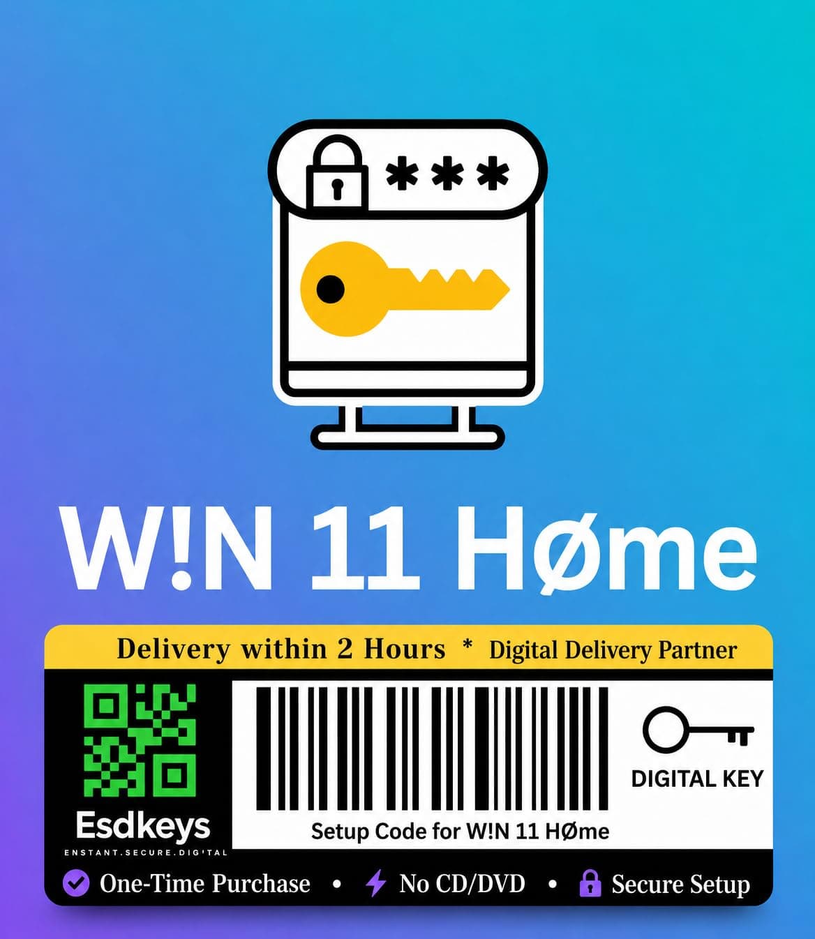 11 Home Edition Operating System for PC | 1 User | 32/64 Bit | Compatible with Windows 10 and 11 | No CD/DVD | Delivery Within 2 Hours | EsdKeys