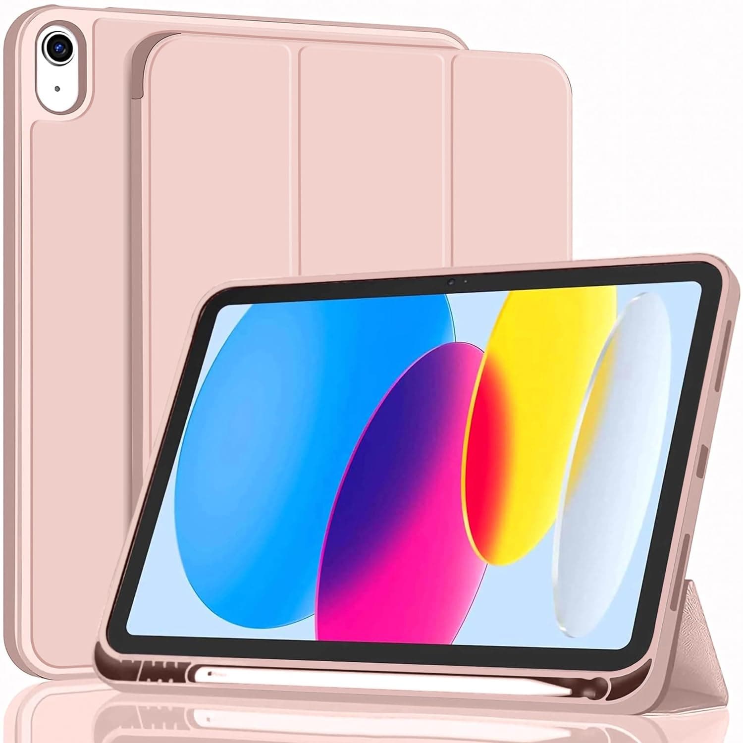 ProElite Smart Case for iPad (A16) 11th/10th Generation (2025/2022) [Auto Sleep/Wake Cover] [Left Side Pencil Holder] [Soft Flexible Case] Recoil Series - Pink