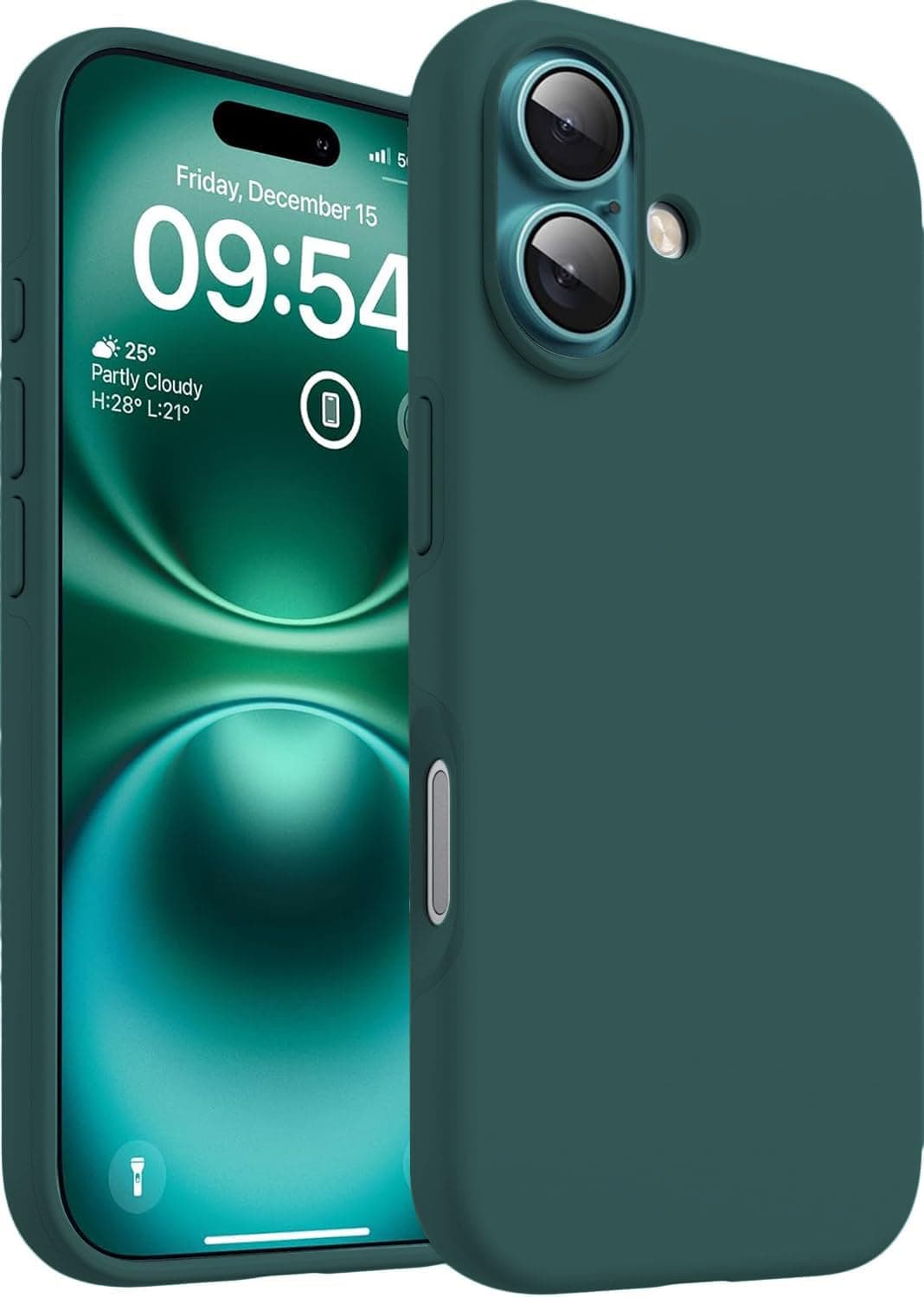 DIZORO Compatible for iPhone 16 Case Slim Liquid Silicone 3 Layers Full Covered Soft Gel Rubber Phone Case Protective Cover 6.1 Inch -Forest