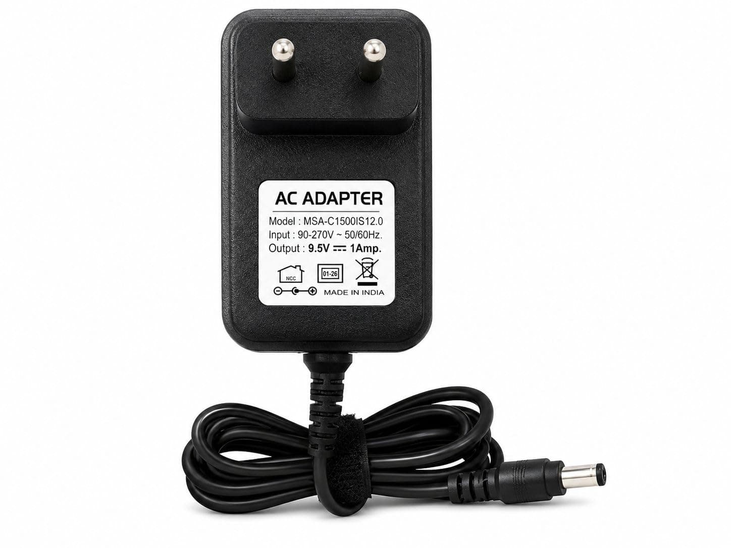 9.5V 1A Power Adapter for Casio Keyboards, Replacement for AD-E95100L, Compatible with CTK-240, SA-76, SA-77, 2M Cord