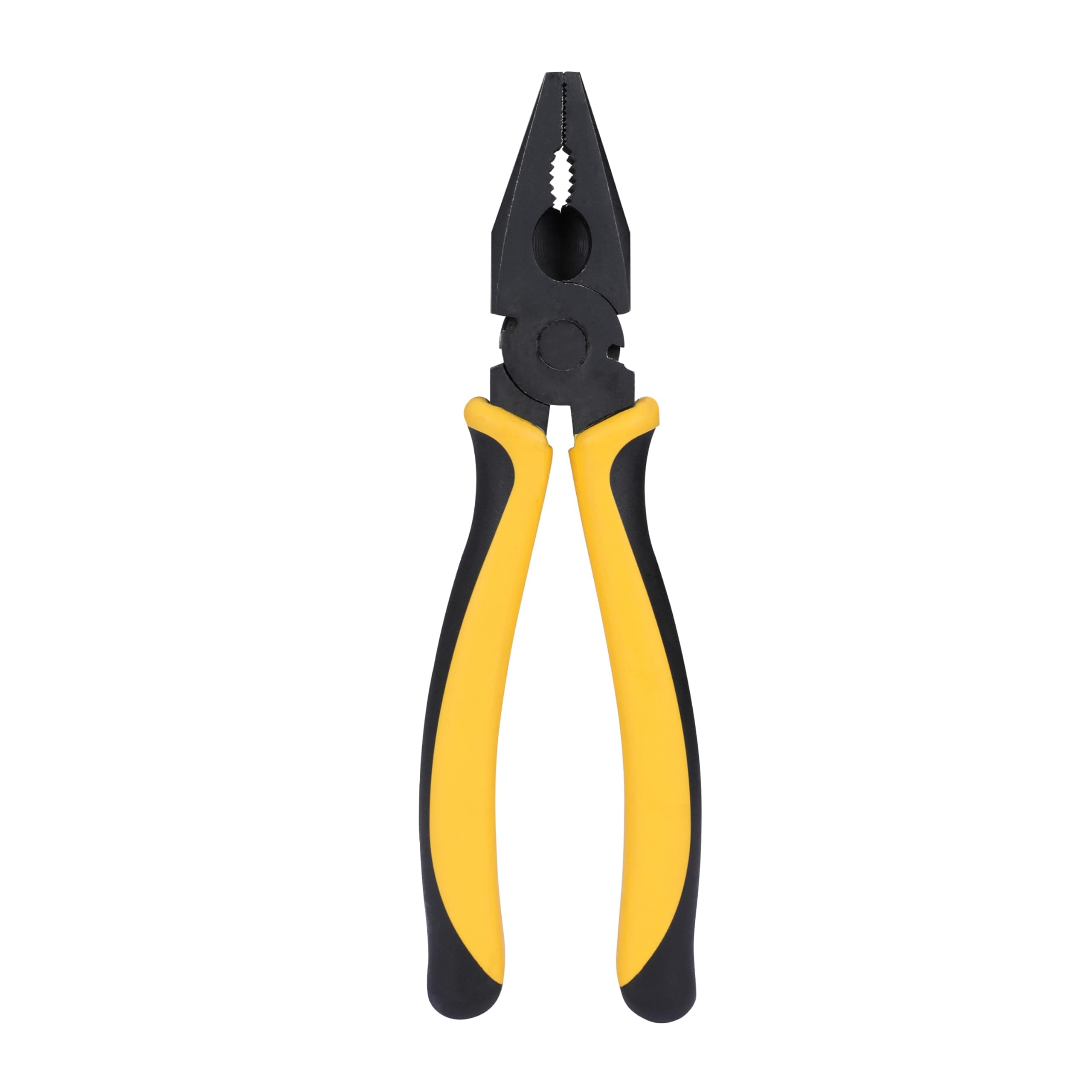 STANLEY 70-482 8'' Sturdy Steel Combination Plier Double Color Sleeve, Anti-Rust, Black Phosphate Finish, Material: C45, Full Body Hardened, Used for Gripping, Twisting, Bending and Wire Cutting