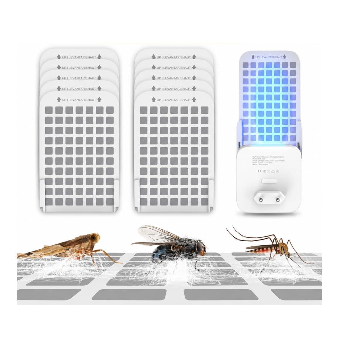 Zero mosquitoes UVA Mosquito Smart Trap Device, Indoor Mosquitoes Catcher with 365/395 uva LED Light, Electronic Bug Zapper, Mosquito Killer lamp for Home. (10 Glue pad)