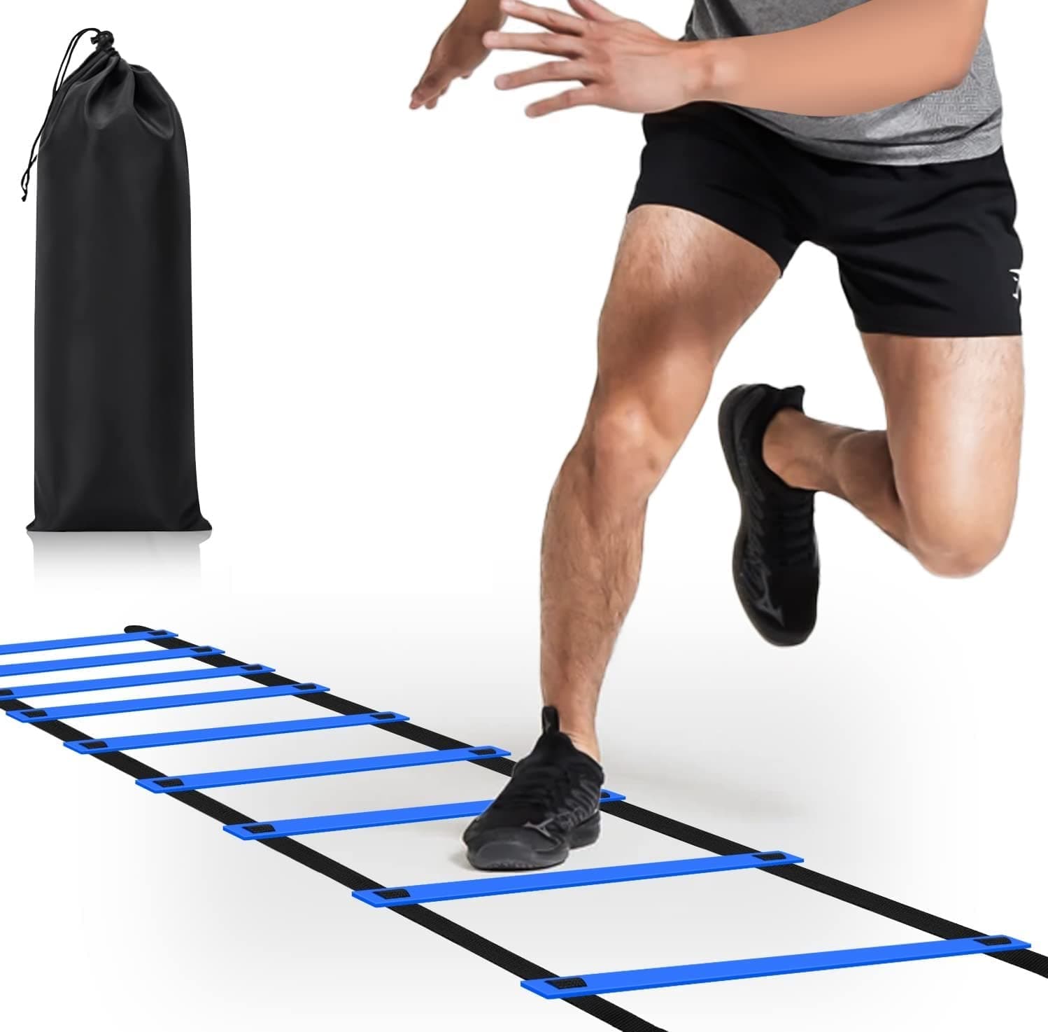 Serveuttam Agility Ladder 8 Meter Speed Training Ladder with 16 Adjustable Rungs, for Soccer, Football, Sports Training - Includes Heavy Duty Carry Bag Speed Ladder (Multicolor) (Blue, 3.5m 6Runs)