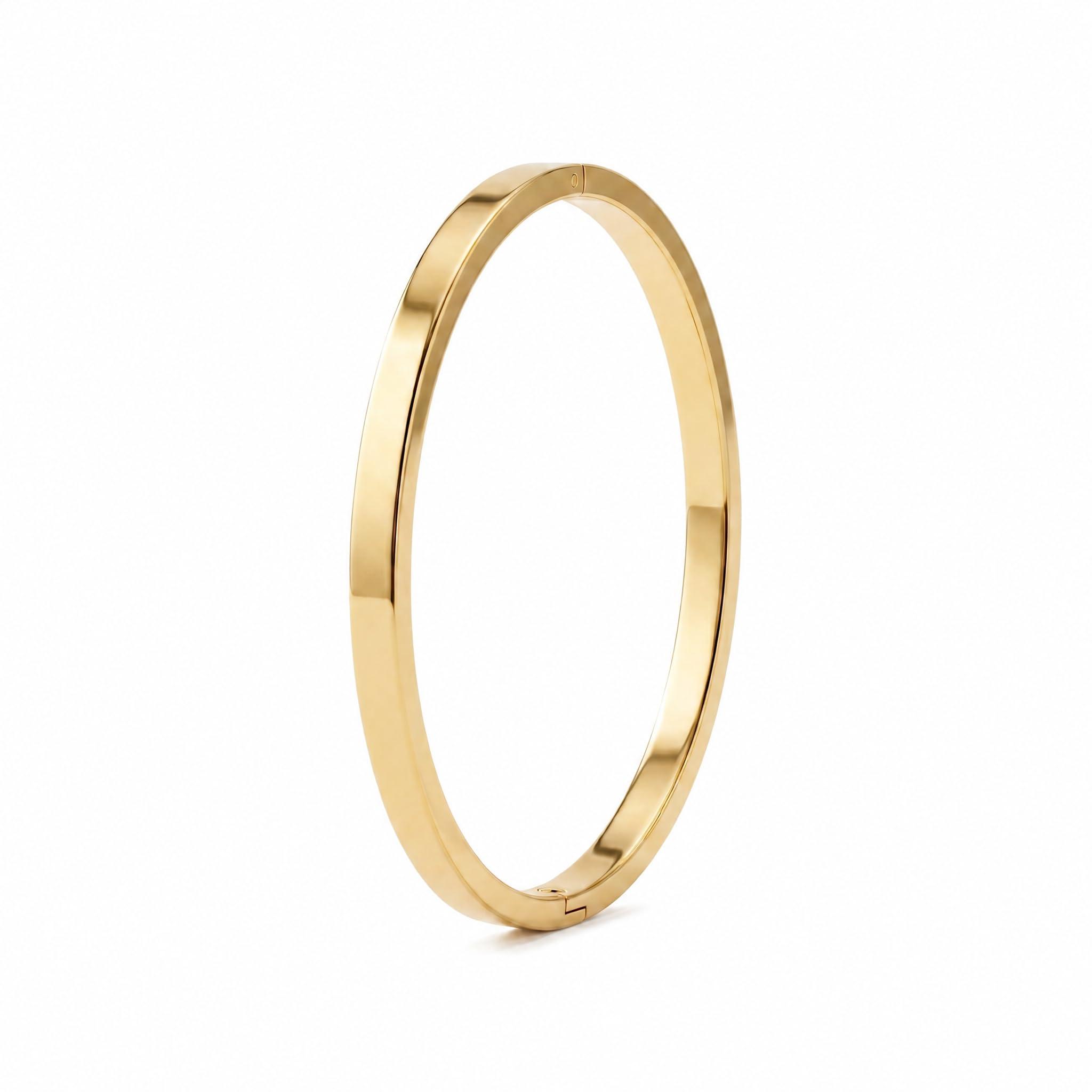 PALMONAS 18k Gold Plated Plain Stackable Bangle Bracelet for Women - Jewellery Gift for Girls & Women, Waterproof & Anti-Tarnish Bracelet Jewellery, Stylish & Trendy Bracelets for Ladies