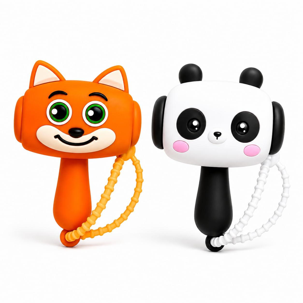 Babique ChuChu Toys Cute Cartoon Panda & Fox Soft Plush Combo | Soft Huggable Sensory Toy | Cuddly Handheld Toy for Babies, Toddlers & Kids | Travel-Friendly Gift | Pack of 2