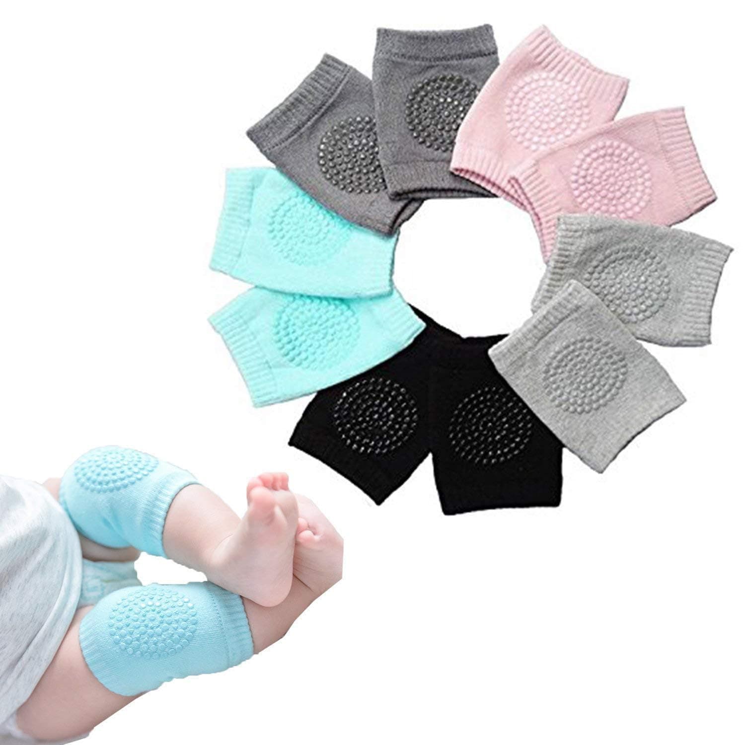 BabyPro Baby Knee Guard-Set of 4, Multicolour Knee Pad for Toddler Crawling