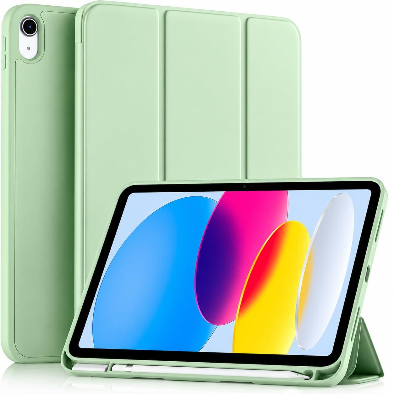 ProElite Smart Case for iPad (A16) 11th/10th Generation (2025/2022) [Auto Sleep/Wake Cover] [Left Side Pencil Holder] [Soft Flexible Case] Recoil Series - Matcha Green