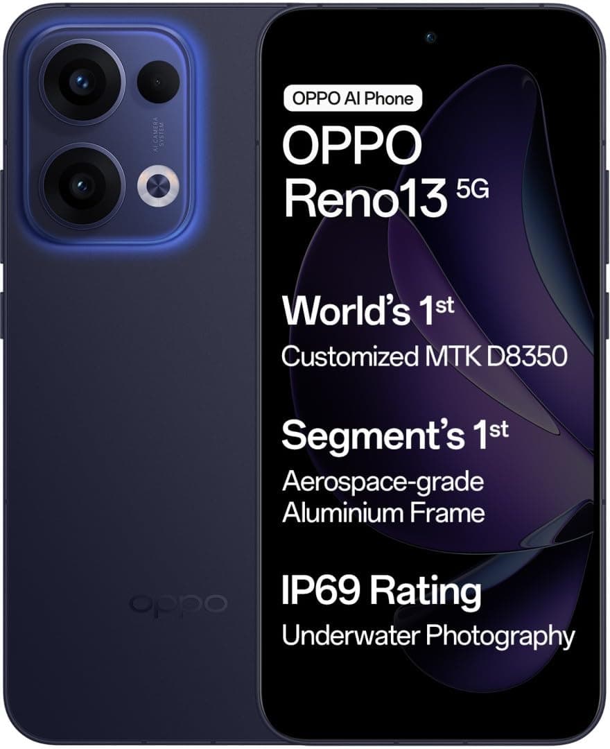 Oppo Reno13 (Luminous Blue, 8GB + 256GB)-Without Offer