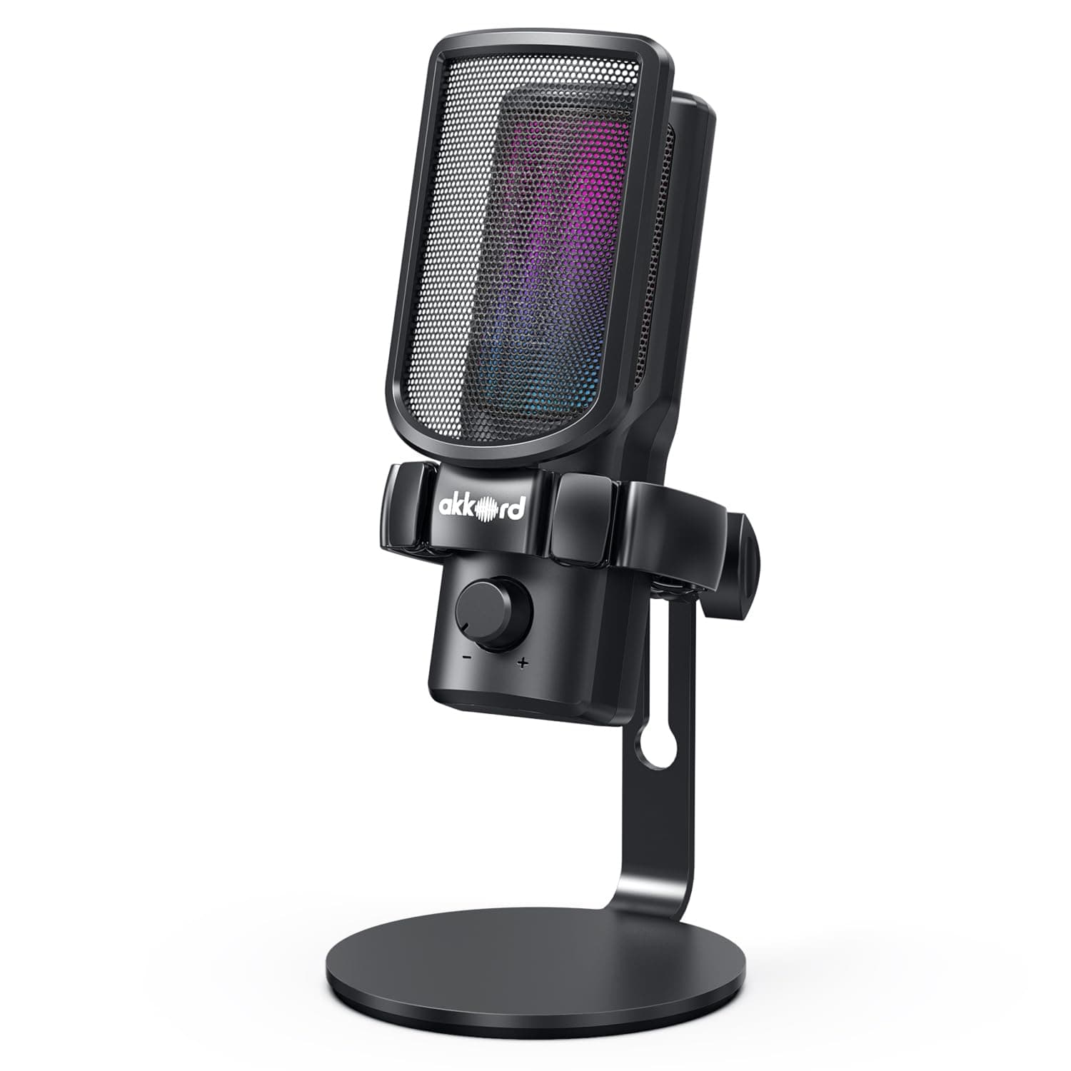 Akkord USB Condenser Microphone, Cardioid Polar Pattern, 192kHz/24Bit, Real-Time Monitoring, 40dB Sensitivity, 50Hz–16kHz Frequency Response, Plug Podcasting, Gaming, Streaming, Voice Recording