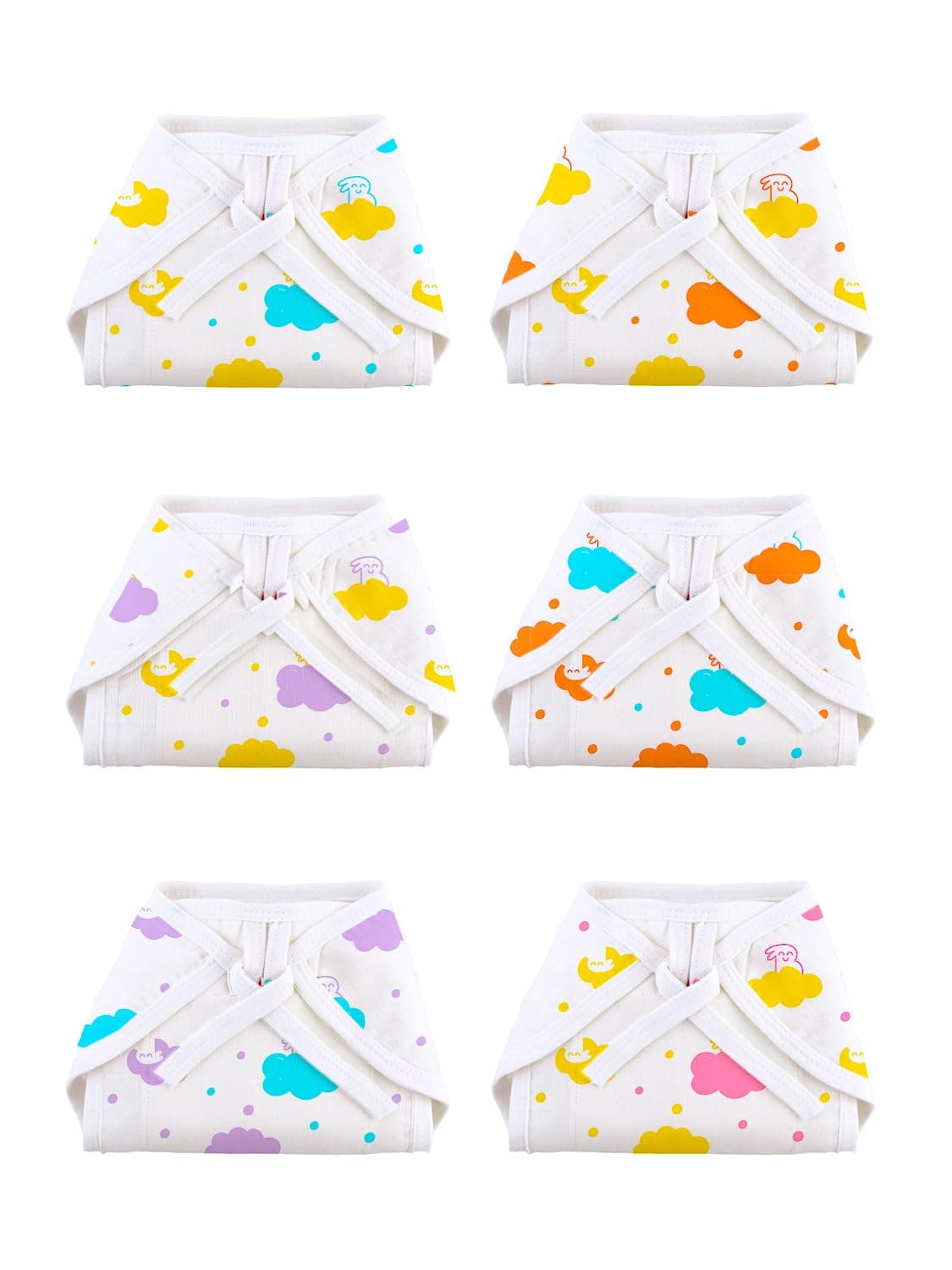 superbottoms Basic Langot Pack of 6 | New Born Baby Essentials | 100% Pure Cotton Double Layered Baby Langot, Extra Soft & Breathable Nappy For Baby Girl And Baby Boy, Fits Medium To Large, 0-9 Months