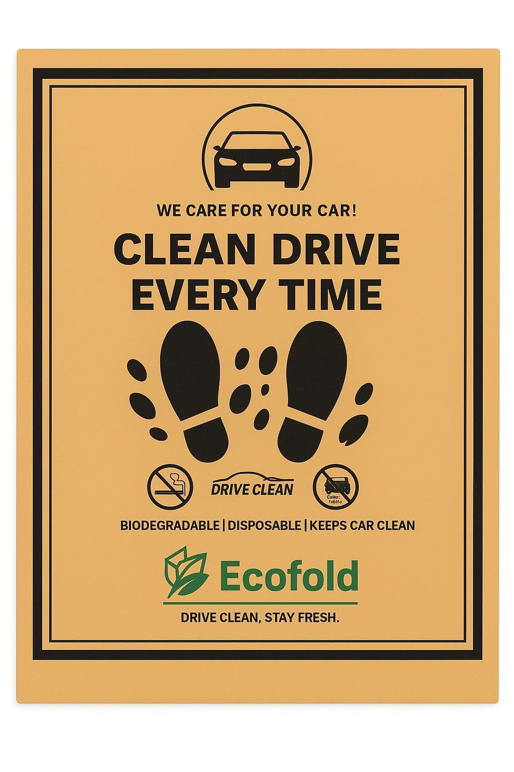 Ecofold Disposable & Eco-Friendly Car Floor Paper Mat | Universal Car Floor Mat for All Cars, Trucks & SUV | Pack of 50 Pieces | 43 x 47 cm | Golden Brown