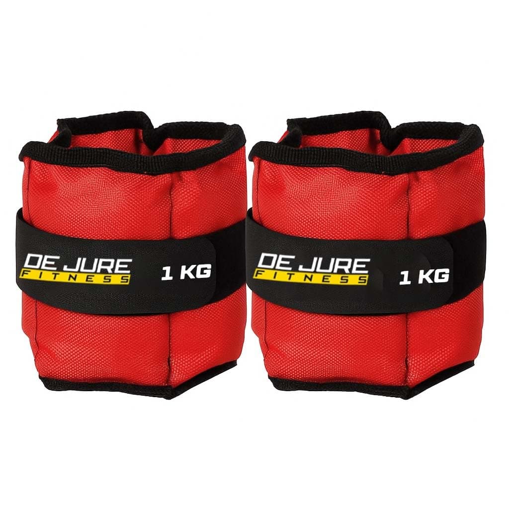 De Jure Fitness Adjustable Ankle & Wrist Weights Pair (1KG x 2) for Men & Women | Strength Training, Walking, Running, Workout, Yoga | Comfortable, Durable | Red– 2KG