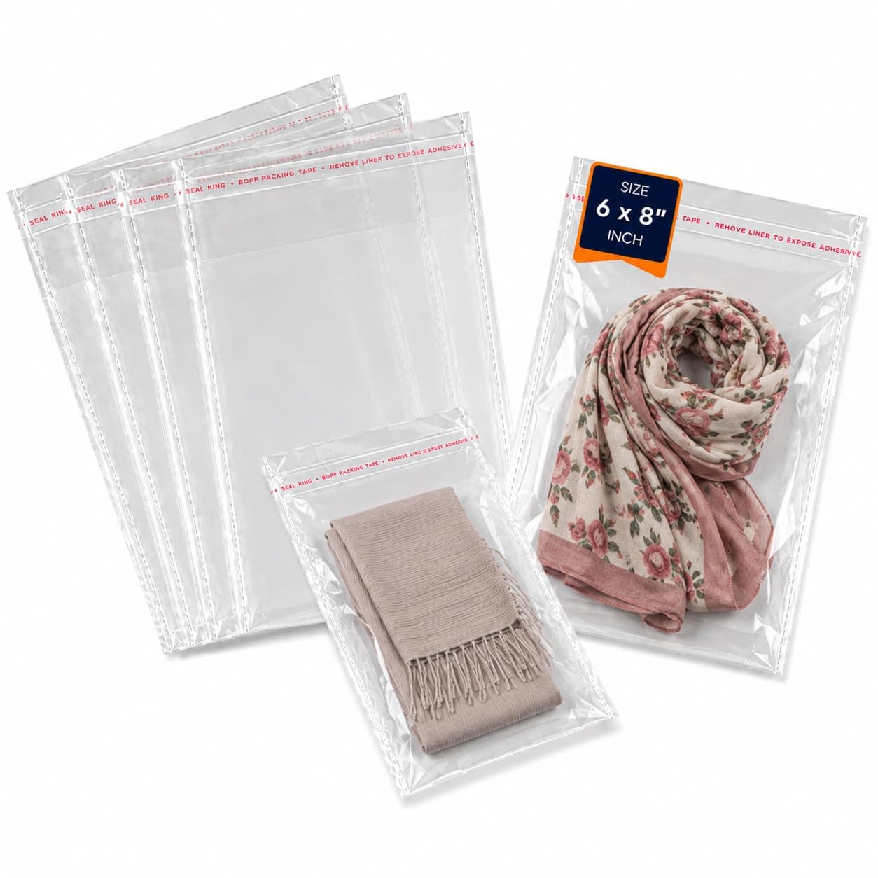 Securement Plastic Transparent Poly Bags For Packing Saree Cloth Sealable | Used For Saree Packing, Shirts Packing,Bopp Poly Bags Self Adhesive (50, 6x8)