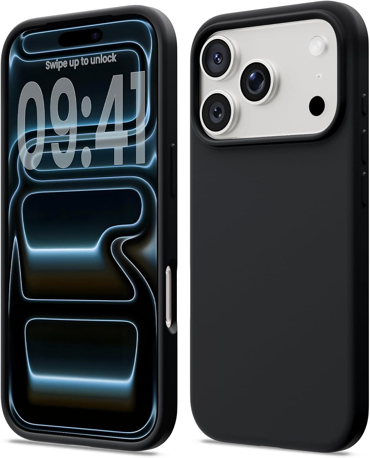 DIZORO Compatible with (iPhone 17 Pro Max Case)(2025), Liquid Silicone 3 Layers Full Covered Soft Gel Rubber Phone Case,Shockproof Protective Cover with Anti-Scratch Microfiber Lining-Black